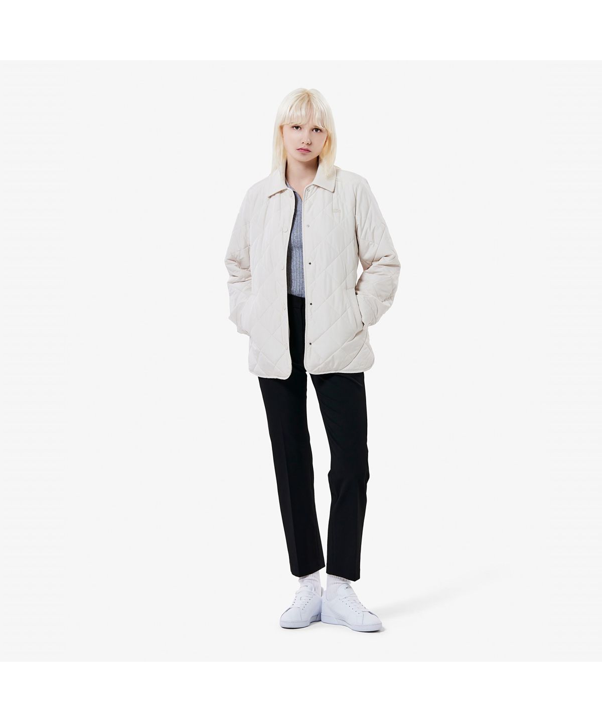 라코스테(LACOSTE) 여성 울배색 벨티드 퀼팅 점퍼 BF021E-55N XFJ