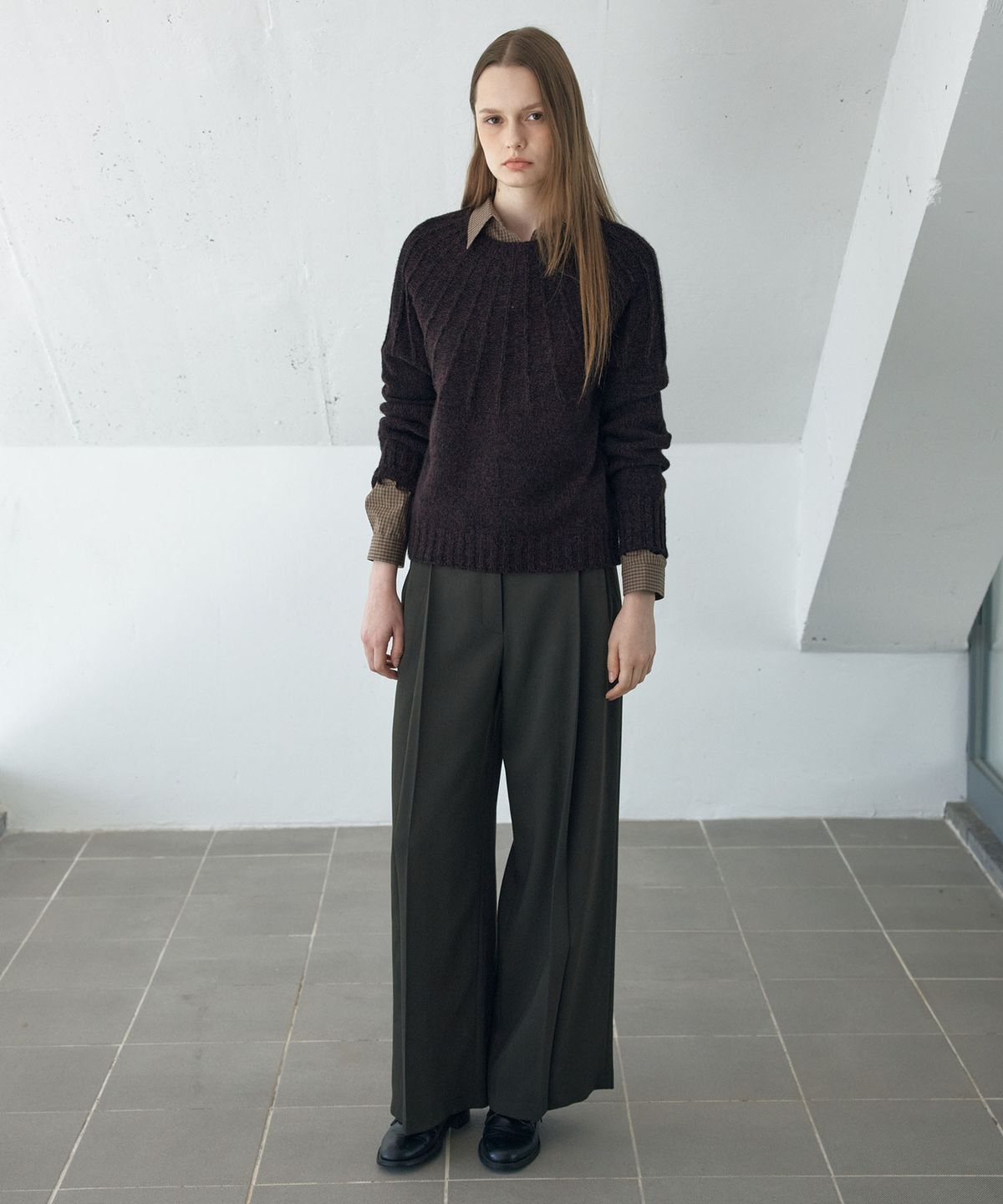 아위(AHWE) WOOL BLEND PULL-OVER_D BROWN