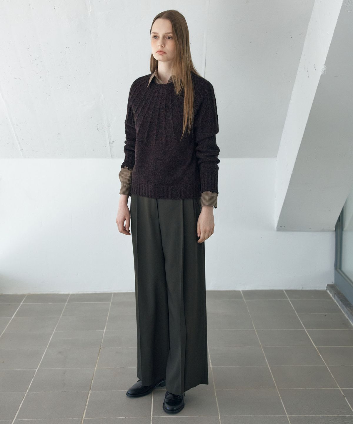 아위(AHWE) WOOL BLEND PULL-OVER_D BROWN
