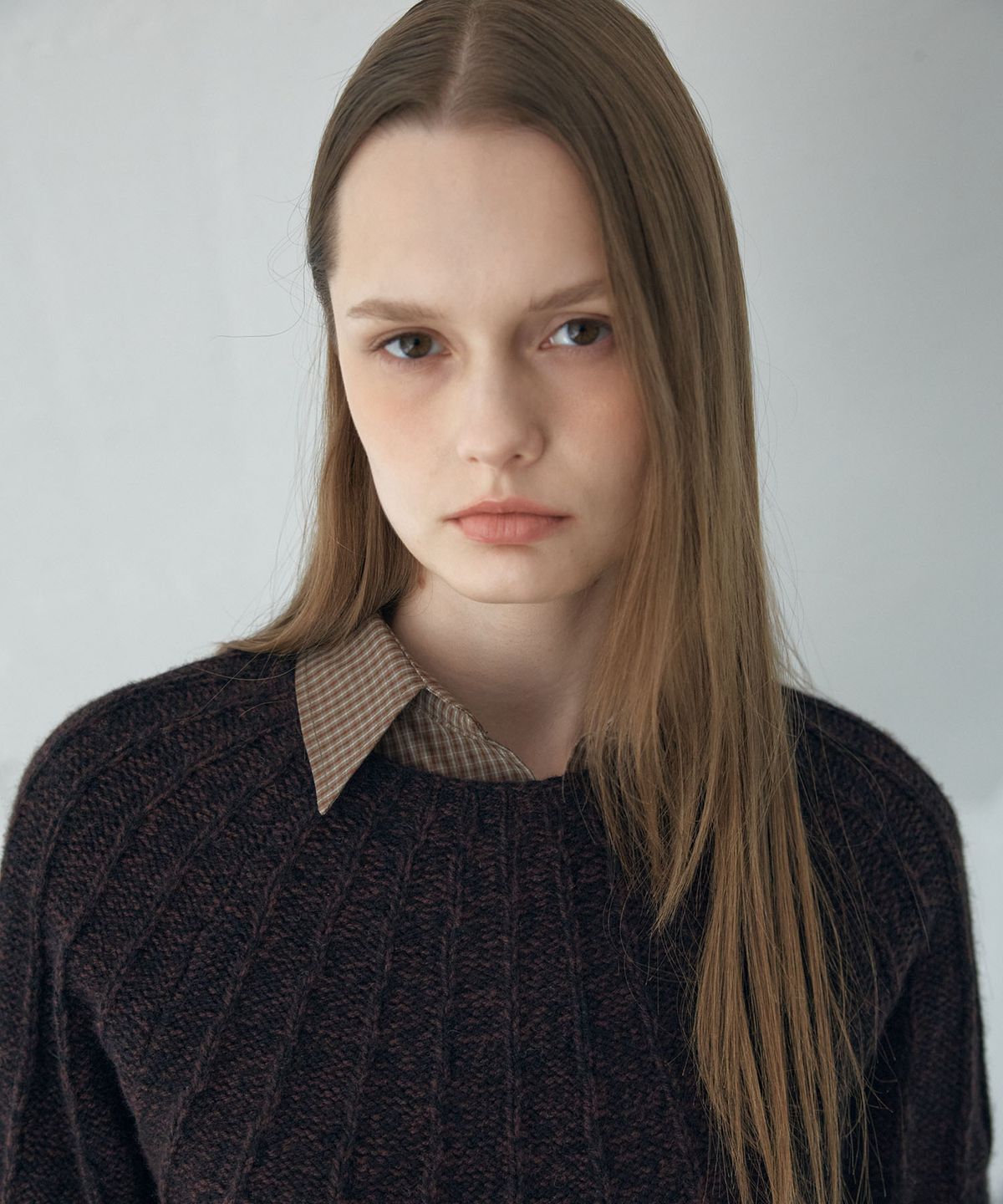 아위(AHWE) WOOL BLEND PULL-OVER_D BROWN