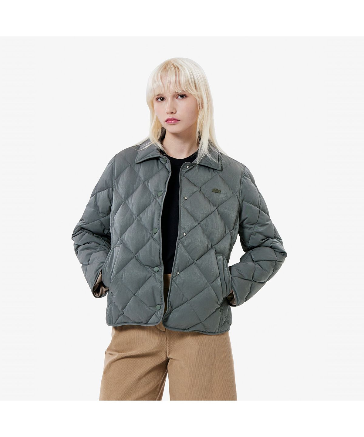 라코스테(LACOSTE) 여성 다이아퀼팅 경량 카라 다운 BF265E-55N E9F