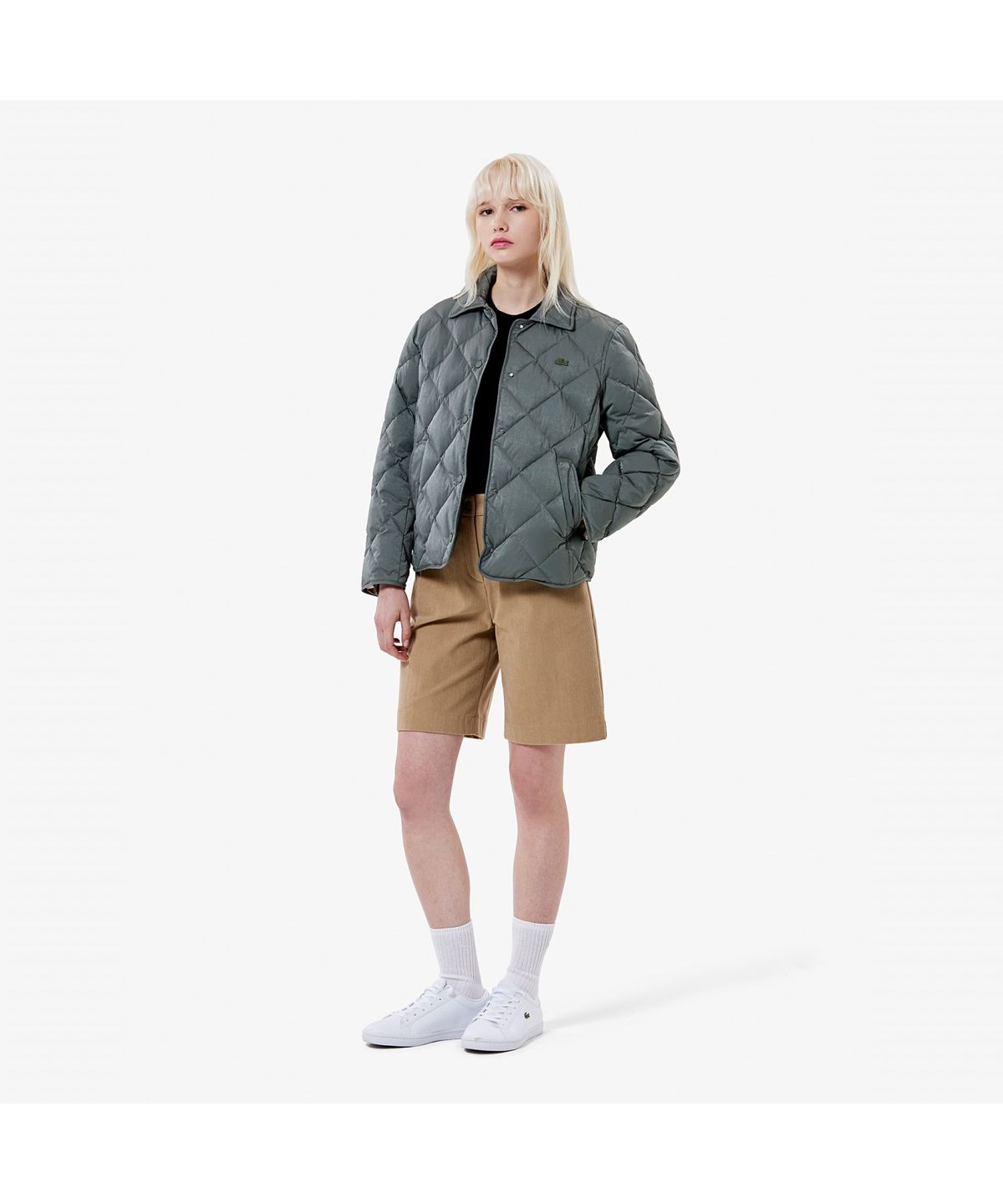 라코스테(LACOSTE) 여성 다이아퀼팅 경량 카라 다운 BF265E-55N E9F