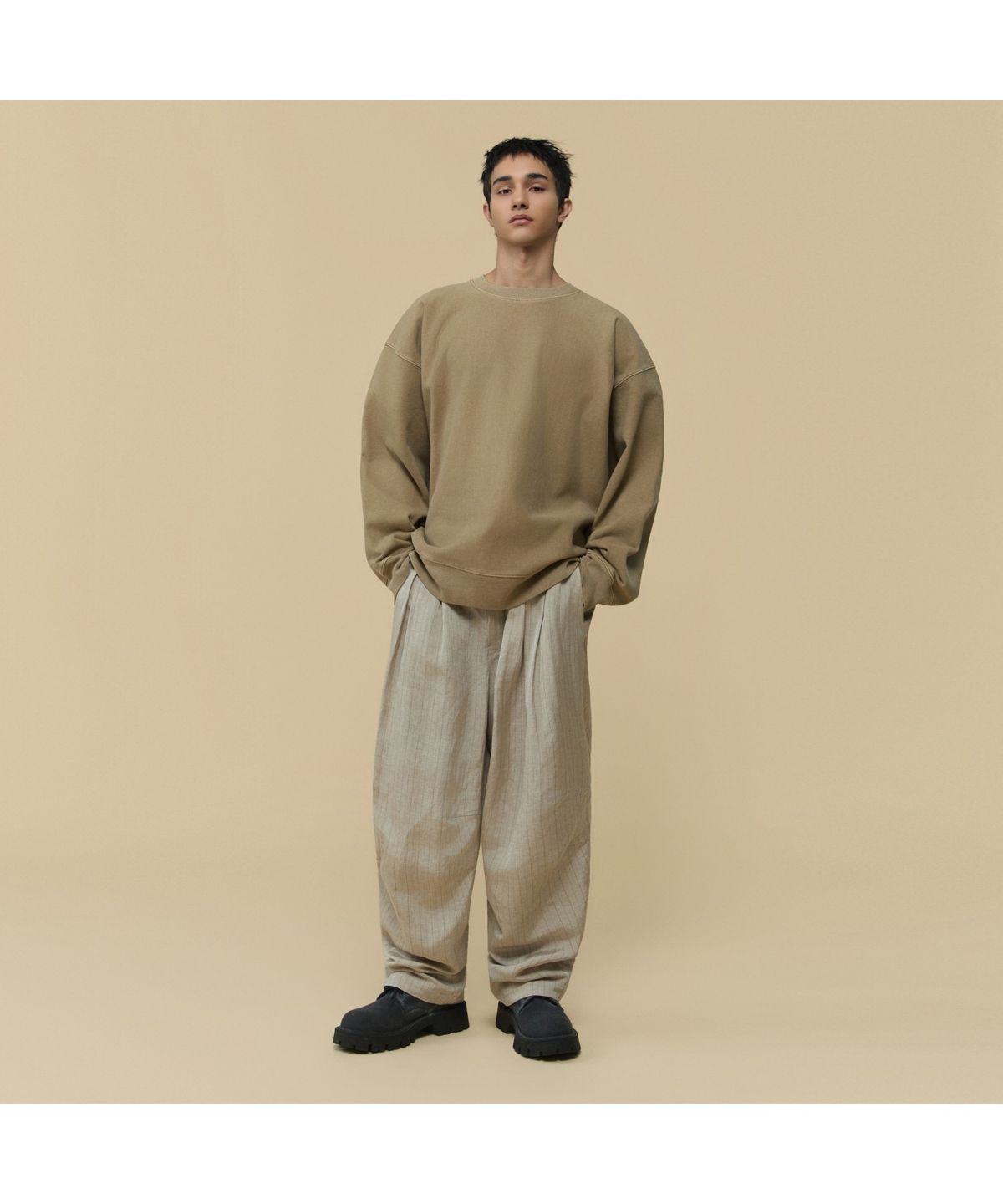 커스텀멜로우(CUSTOMELLOW) [HED MAYNER] Beige Dyed Sweatshirt CWTAW25991KHX