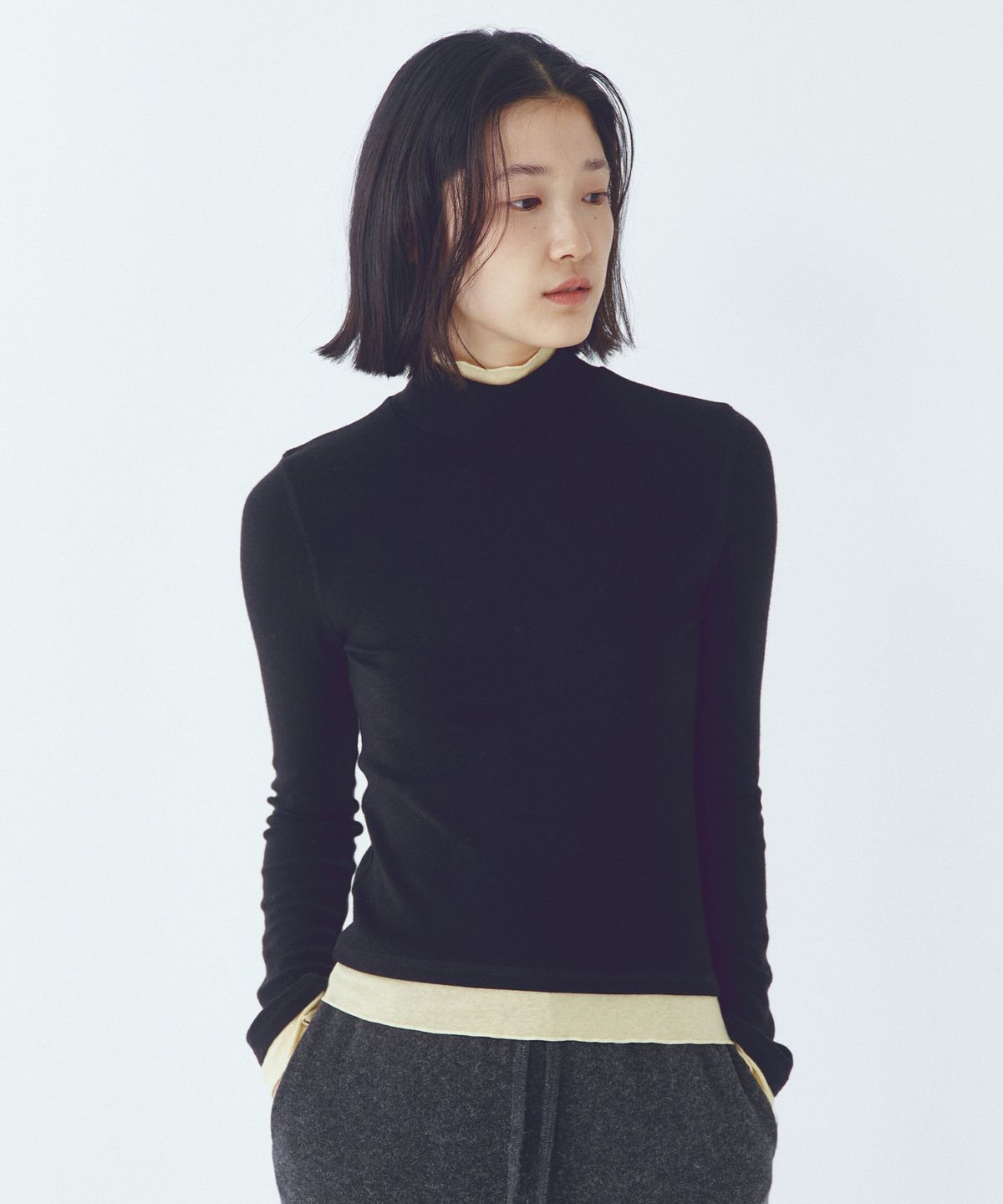 씨타(CITTA) Every Day Wool Double Layered Turtle-neck T-shirt_CTT397(Black)