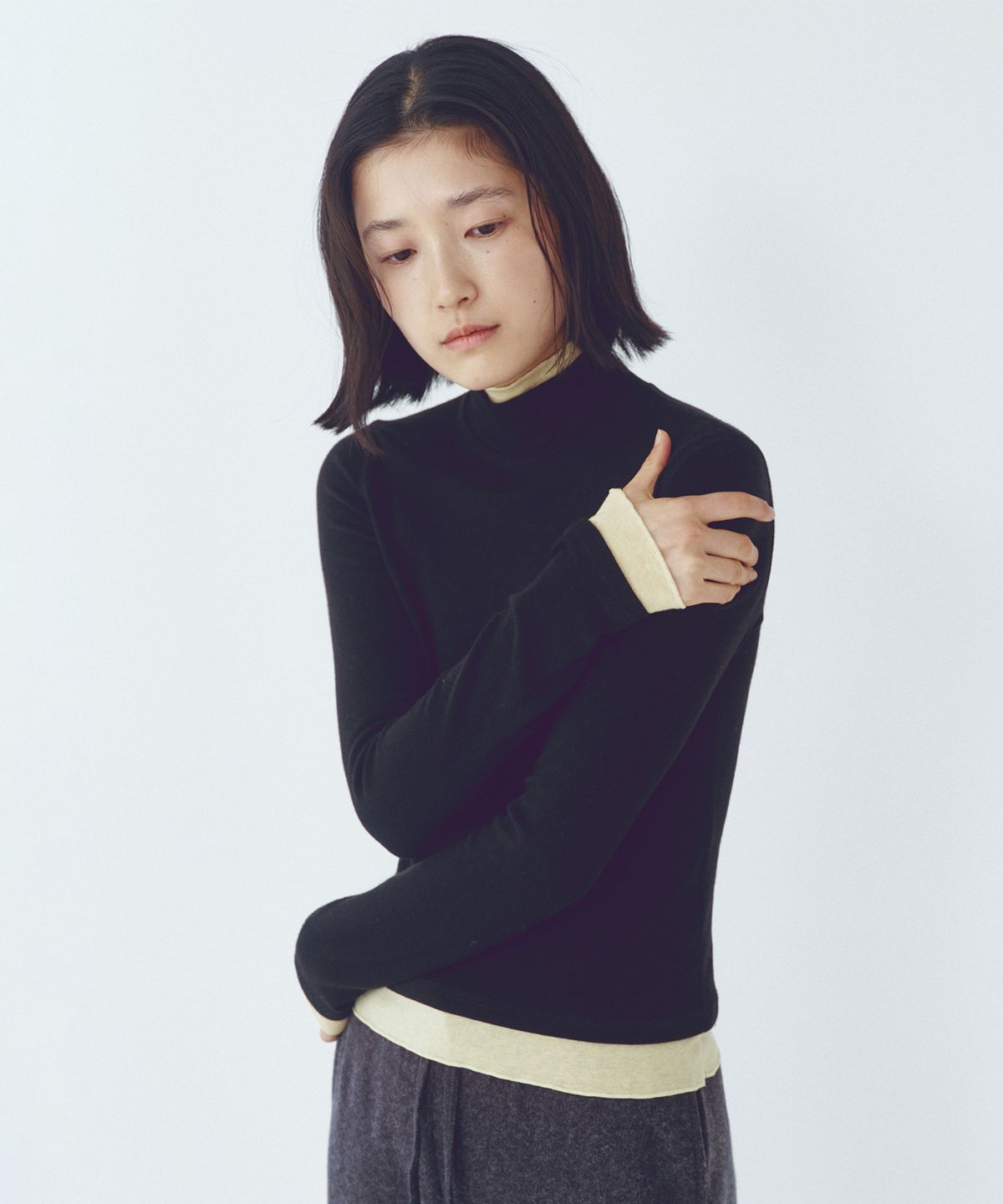 씨타(CITTA) Every Day Wool Double Layered Turtle-neck T-shirt_CTT397(Black)