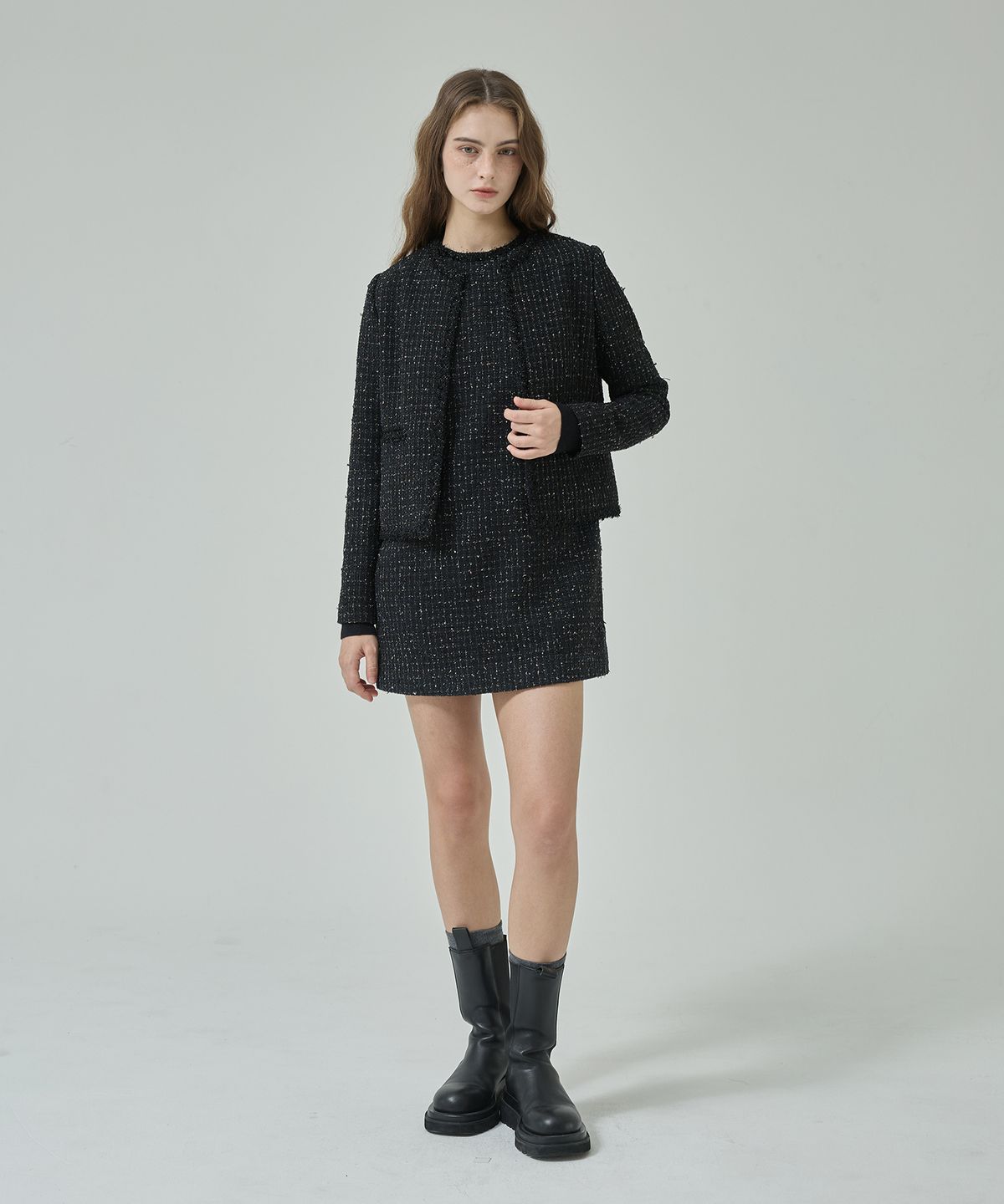 라피네아뜰리에(RAFFINE ATELIER) 클래식 트위드 자켓 블랙