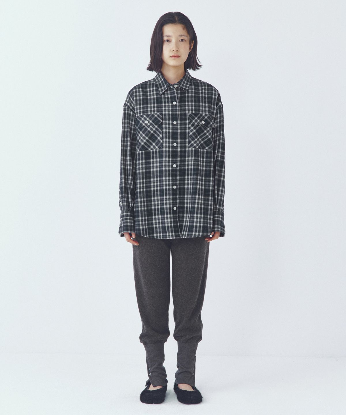 씨타(CITTA) Cuffs Point Check Shirt_CTT396(Navy)