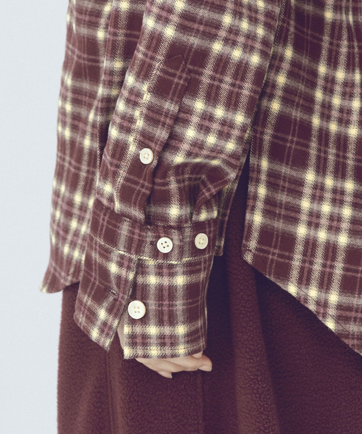 씨타(CITTA) Cuffs Point Check Shirt_CTT396(Burgundy)