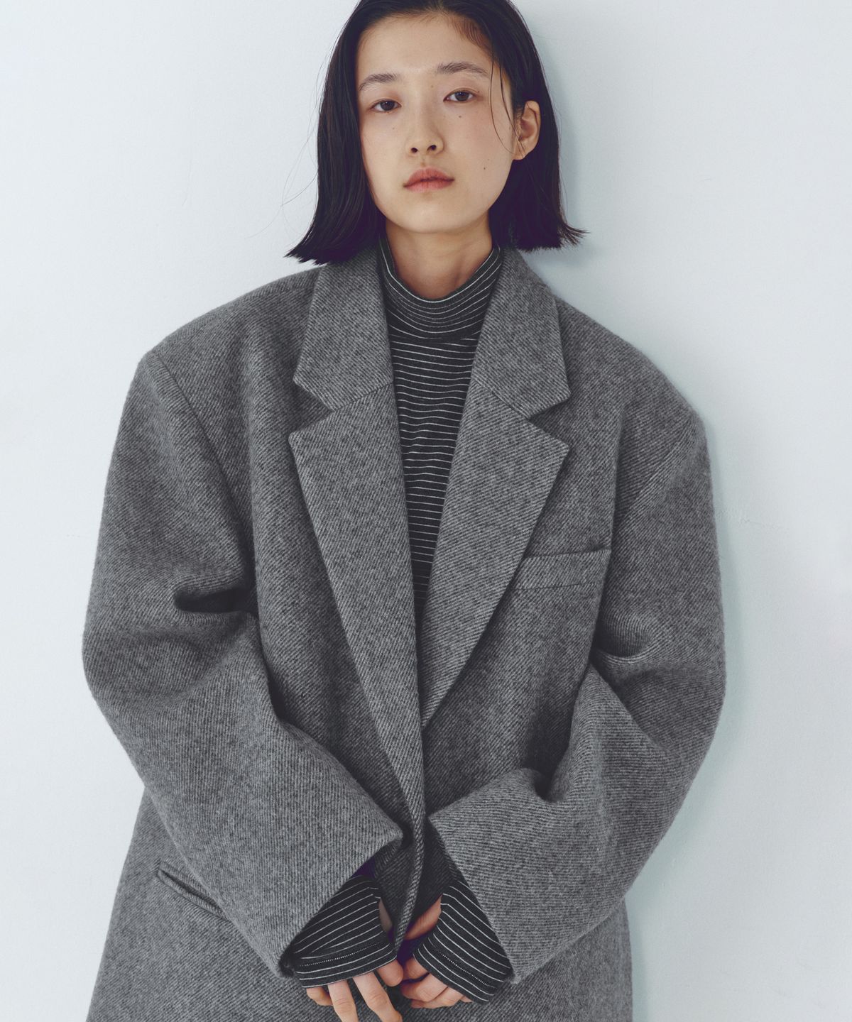 씨타(CITTA) Every Day Angora Stripe Turtle-neck T-shirt_CTT395(Charcoal)