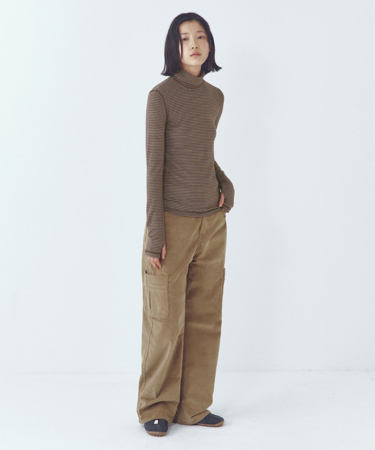 씨타(CITTA) Every Day Angora Stripe Turtle-neck T-shirt_CTT395(Brown)