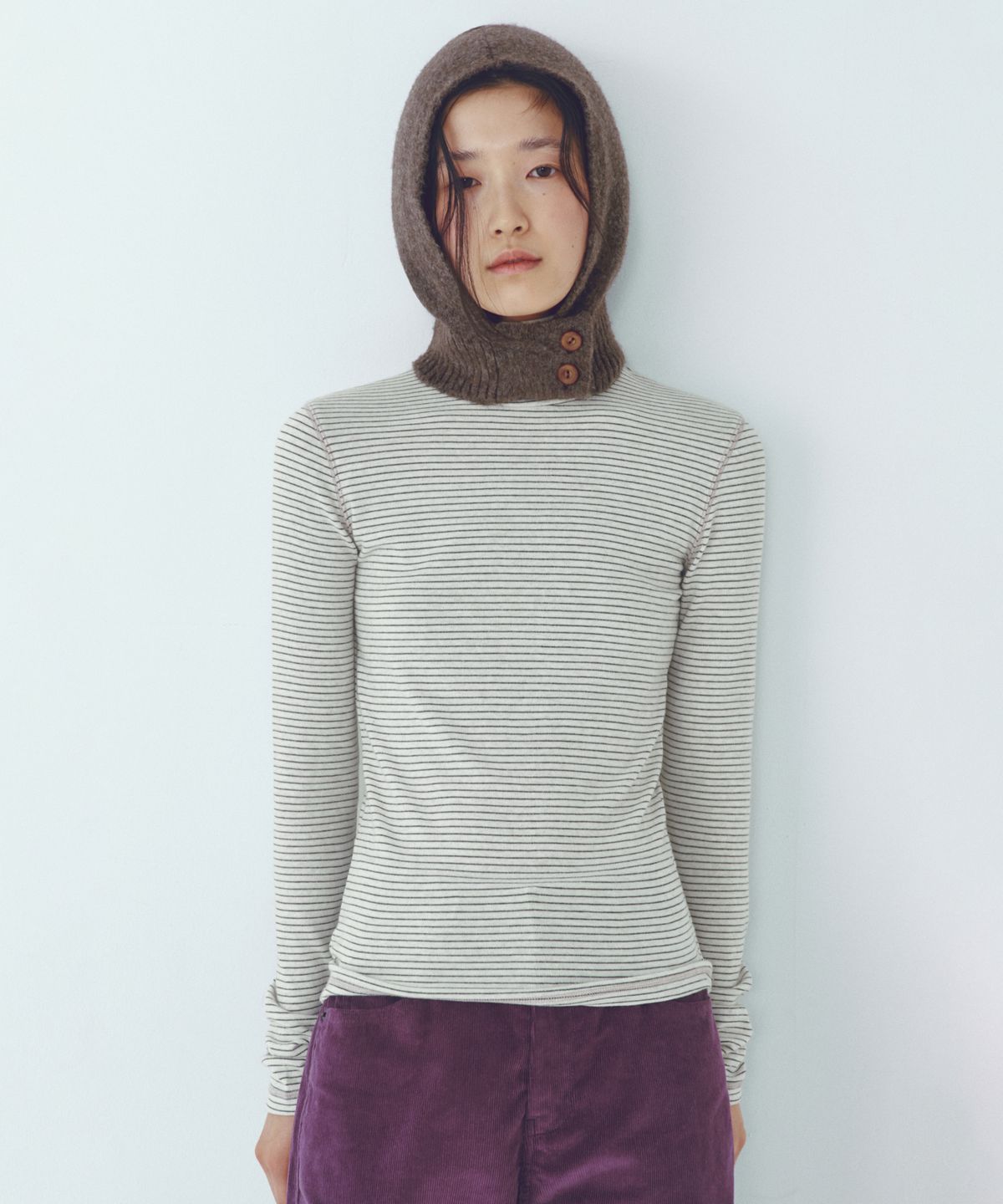 씨타(CITTA) Every Day Angora Stripe Turtle-neck T-shirt_CTT395(Oatmeal)