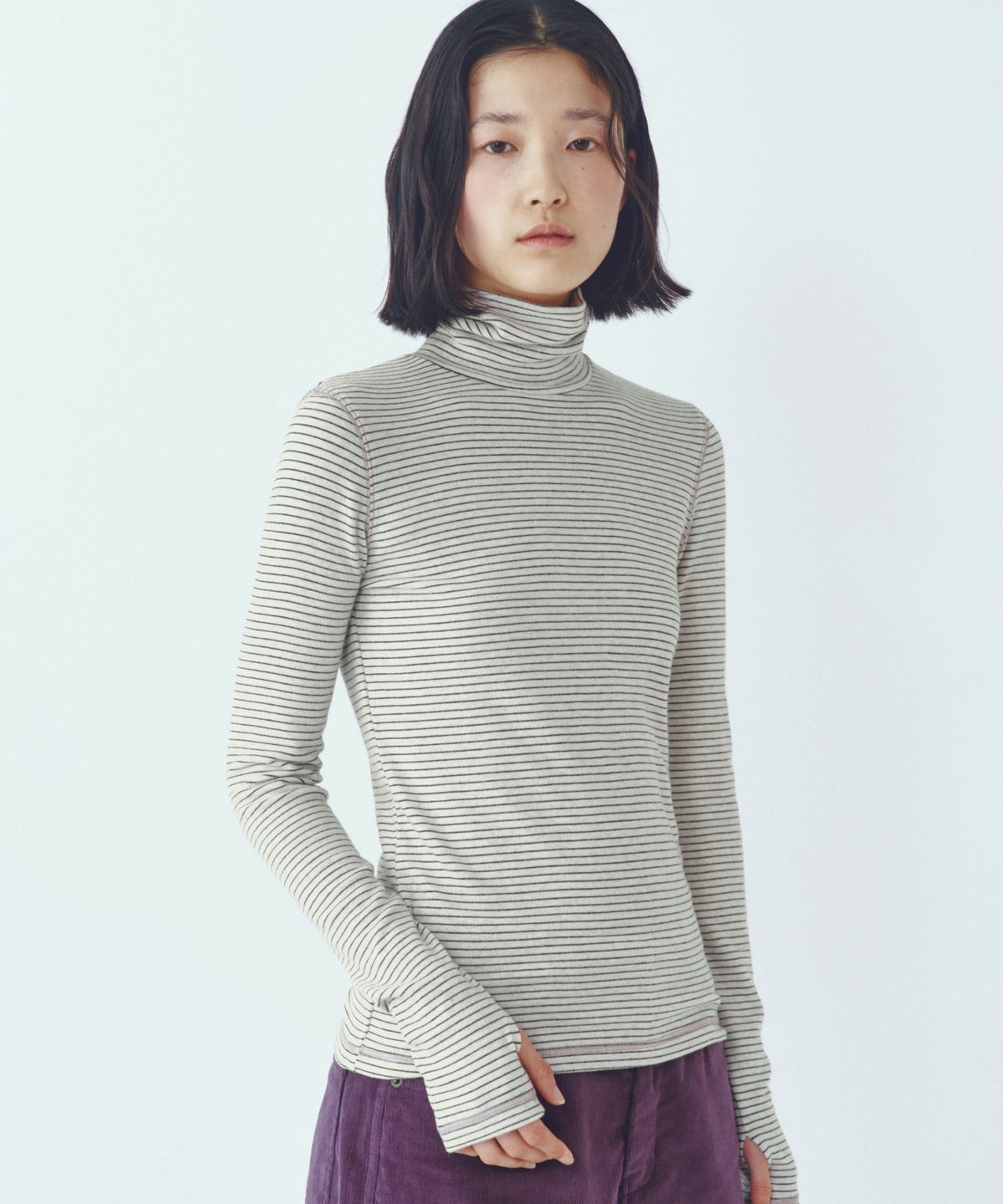씨타(CITTA) Every Day Angora Stripe Turtle-neck T-shirt_CTT395(Oatmeal)