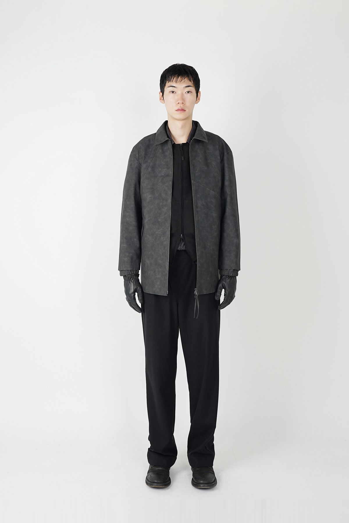 폼리쉬(FORMLICH) WEATHERED LEATHER CAR COAT / WASHED GREY [TYPE 002]