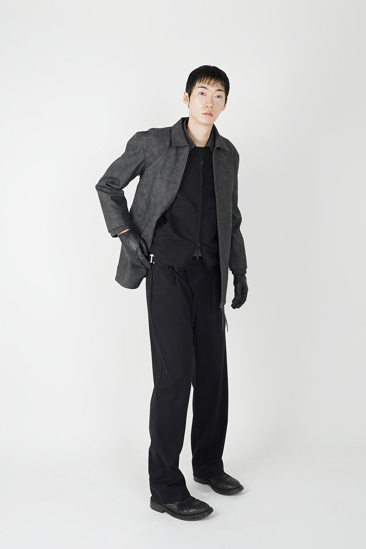 폼리쉬(FORMLICH) WEATHERED LEATHER CAR COAT / WASHED GREY [TYPE 002]