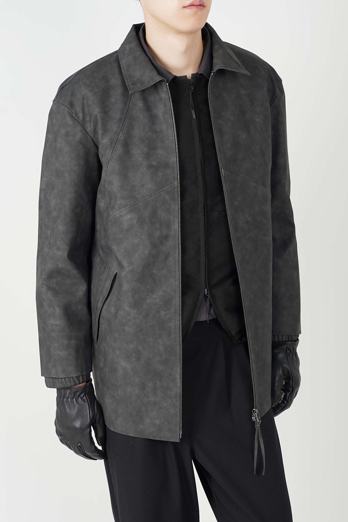 폼리쉬(FORMLICH) WEATHERED LEATHER CAR COAT / WASHED GREY [TYPE 002]
