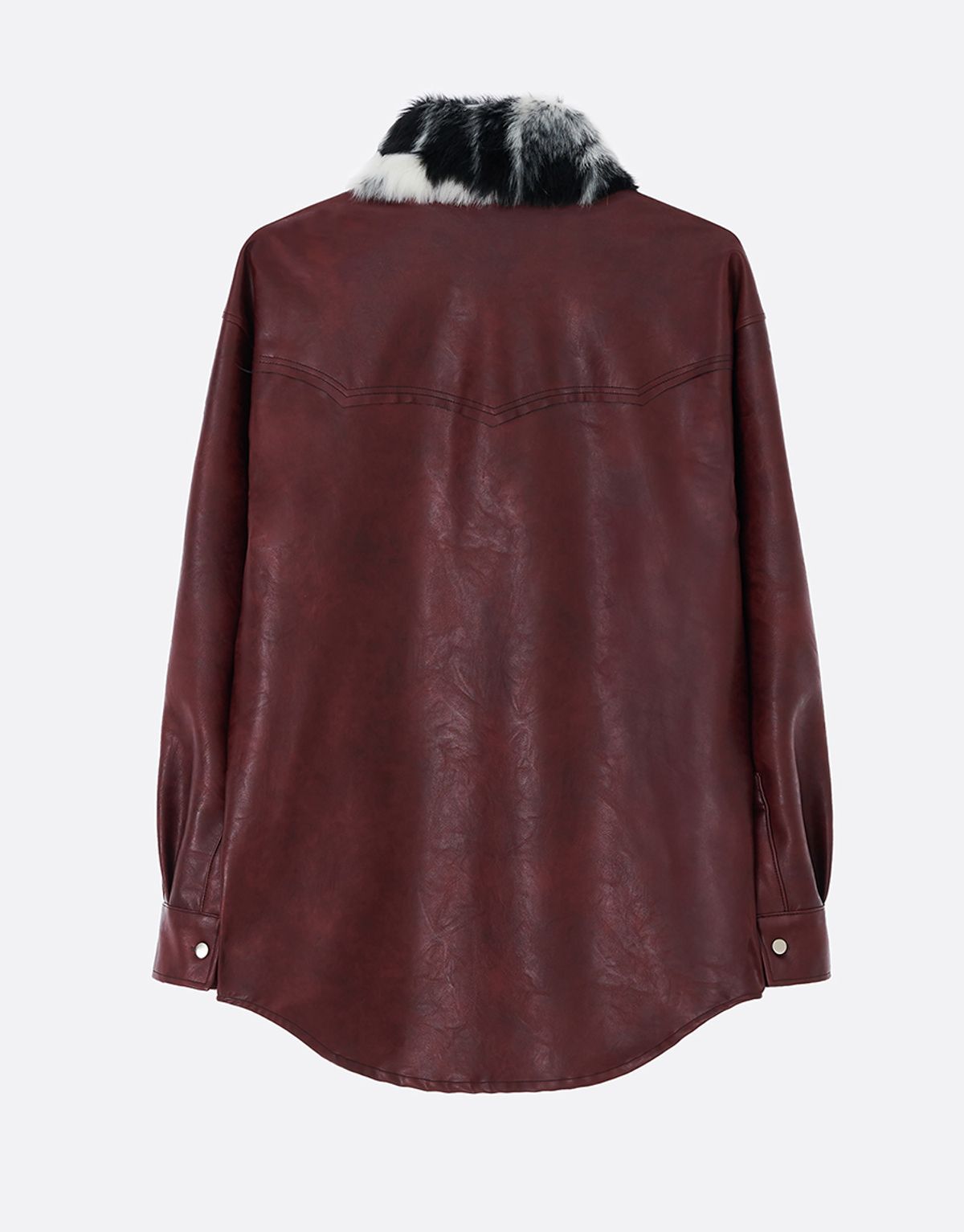 리게(RIGHE) LEATHER FUR SHIRT RED BROWN