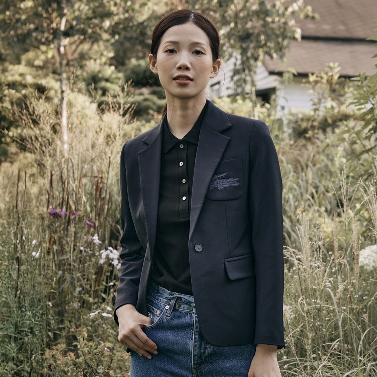라코스테(LACOSTE) 여성 시그니처 포켓 블레이져 VF7443-55N HDE