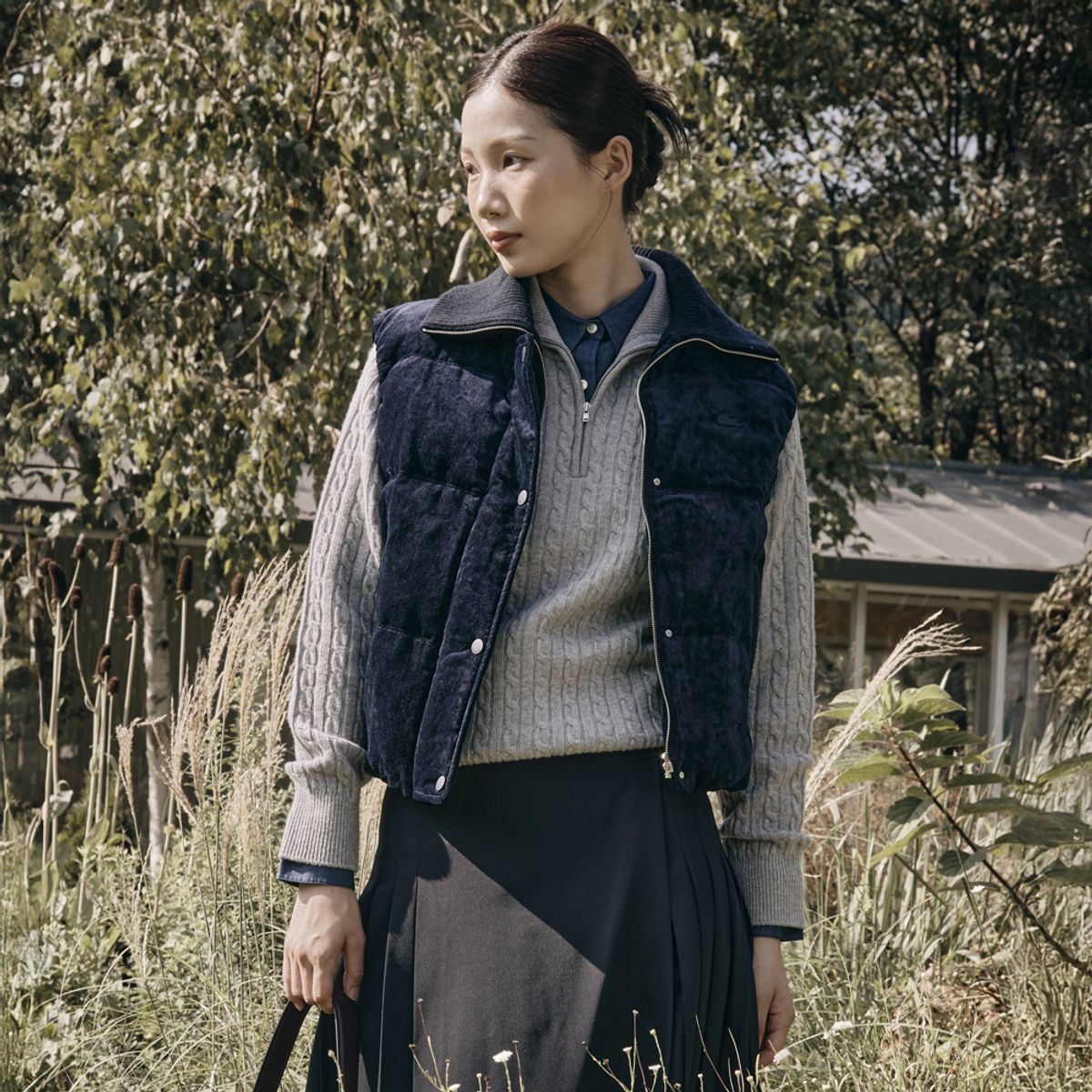 라코스테(LACOSTE) 여성 스웨터 카라 다운베스트 BF421E-55N HDE