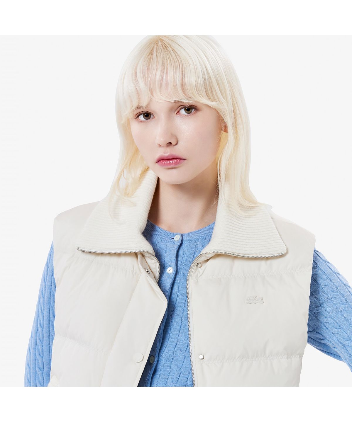 라코스테(LACOSTE) 여성 스웨터 카라 다운베스트 BF421E-55N XFJ