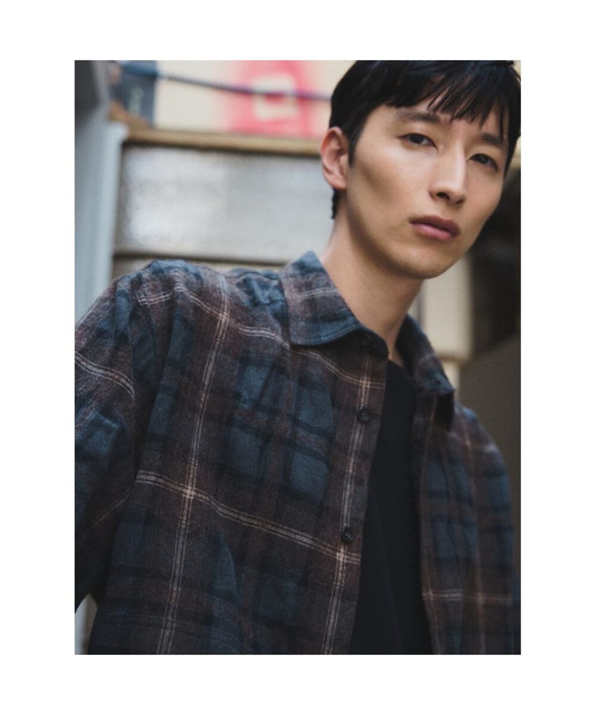 시프트지(SHIFT.G) Wool Crinkle Check Shirts  Brown