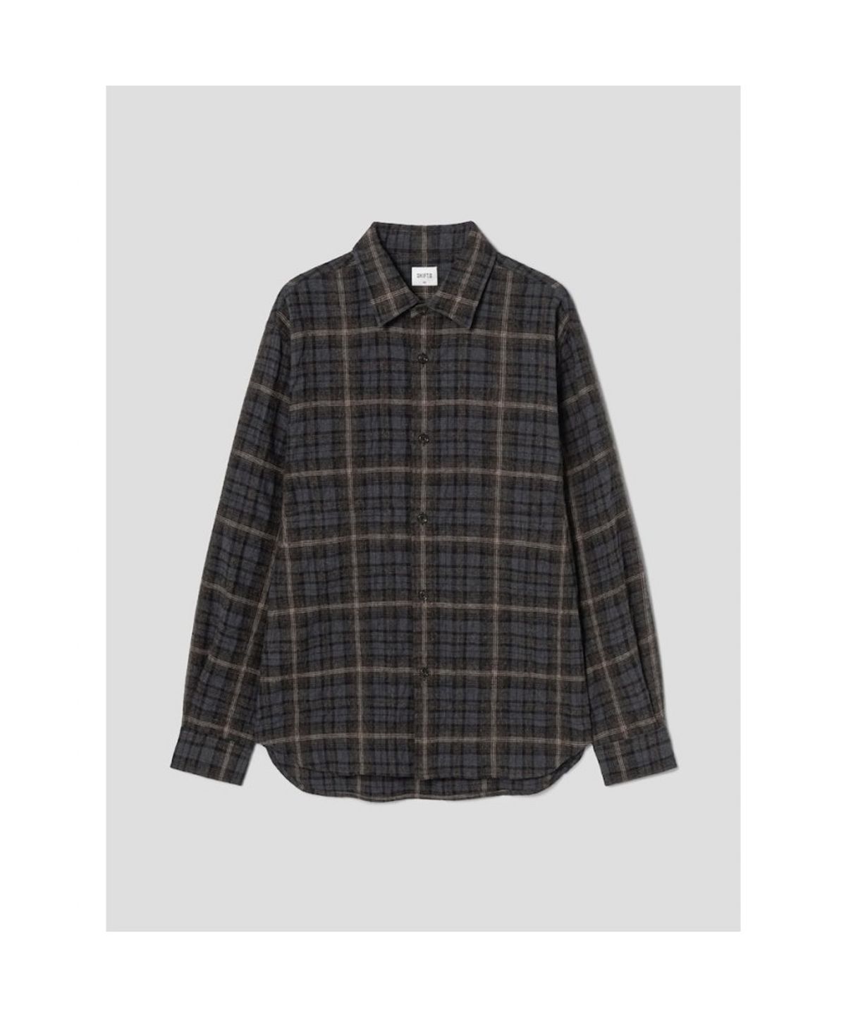 시프트지(SHIFT.G) Wool Crinkle Check Shirts  Brown