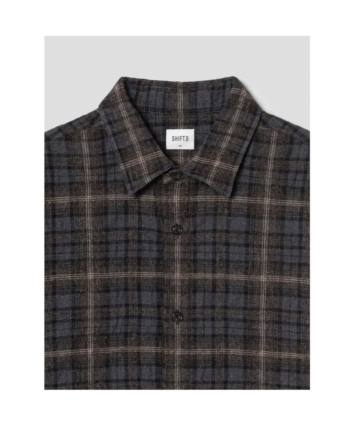 시프트지(SHIFT.G) Wool Crinkle Check Shirts  Brown