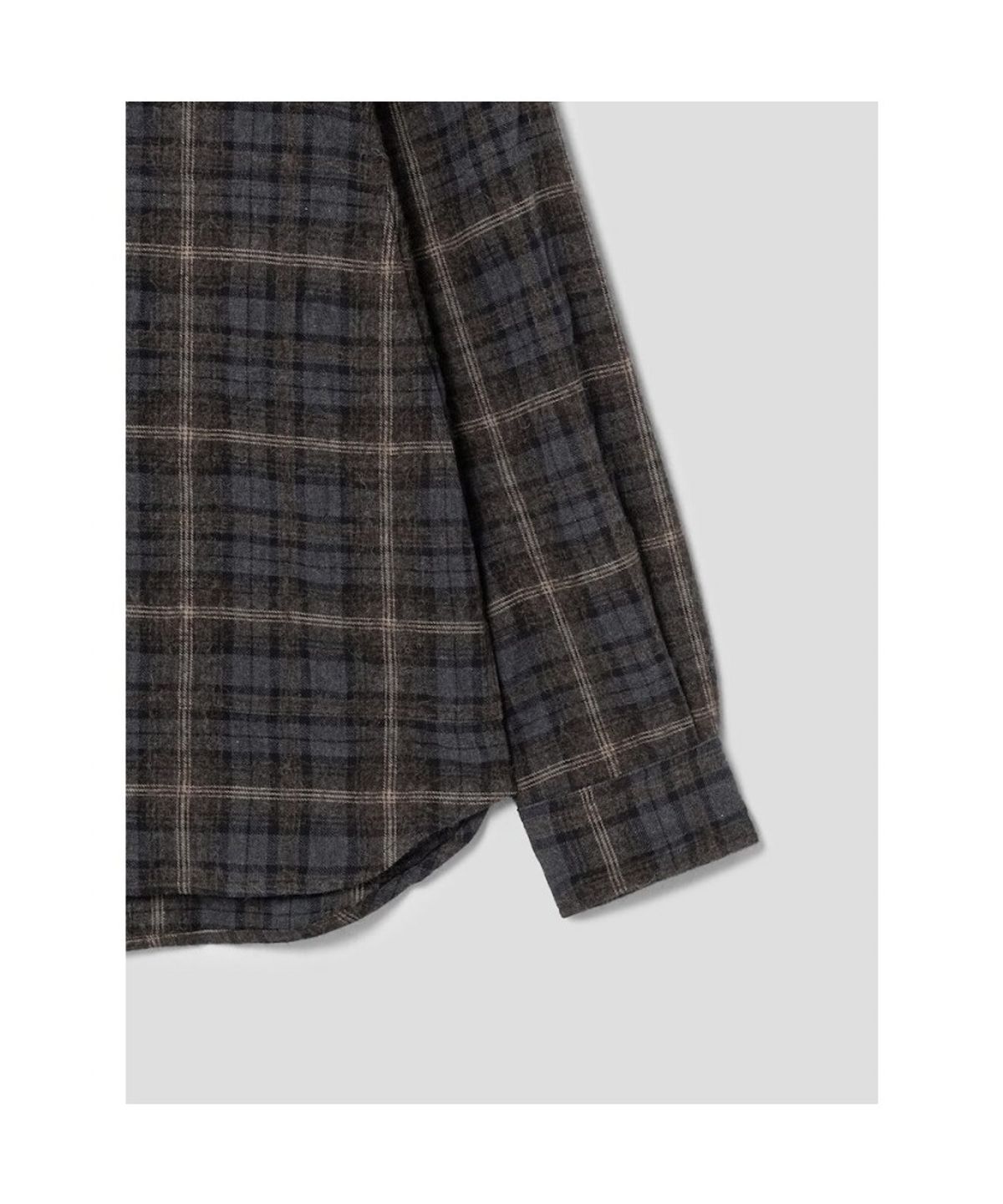 시프트지(SHIFT.G) Wool Crinkle Check Shirts  Brown