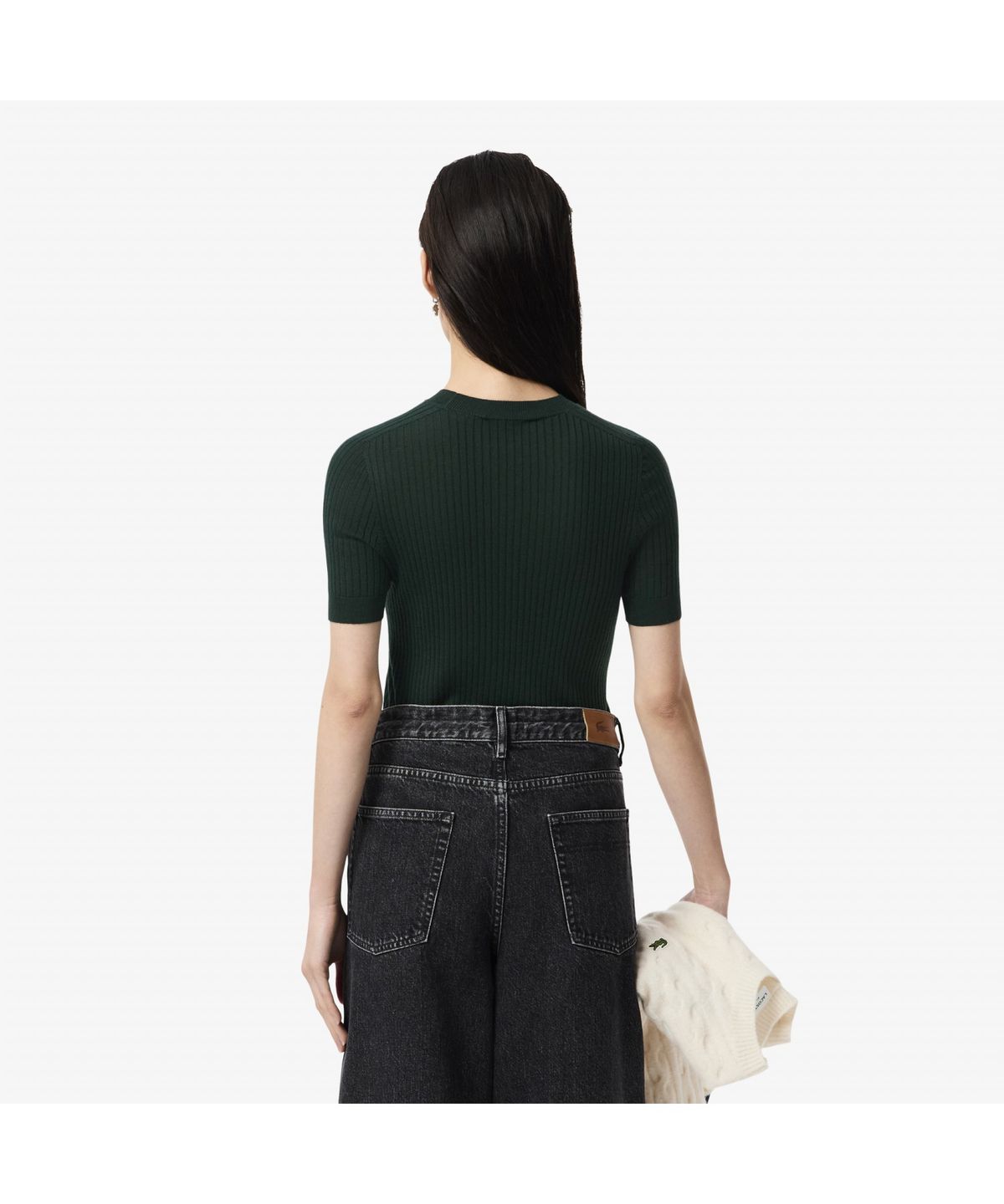 라코스테(LACOSTE) 여성 립조직 메리노울 반팔 스웨터 AF4146-55N YZP