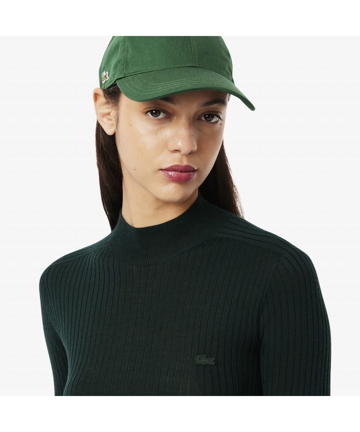 라코스테(LACOSTE) 여성 립조직 메리노울 모크넥 스웨터 AF4189-55N YZP