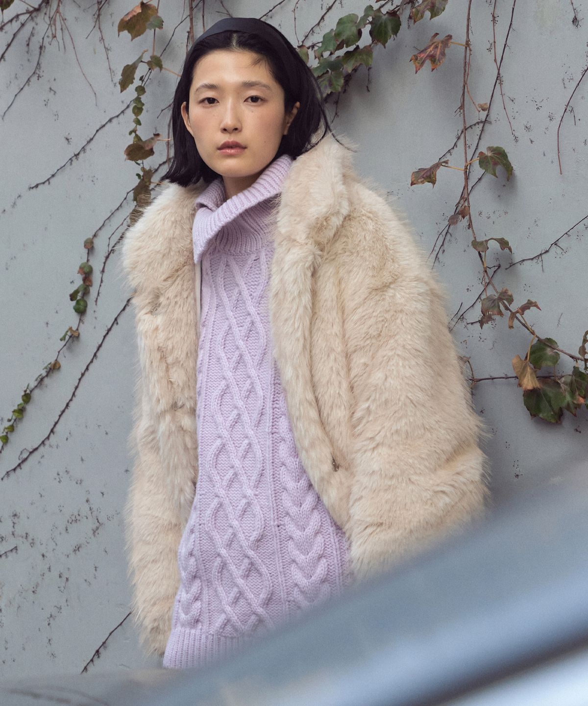 씨타(CITTA) Wool Made Button High-neck Grandma Kint_CTK248(Lavender)