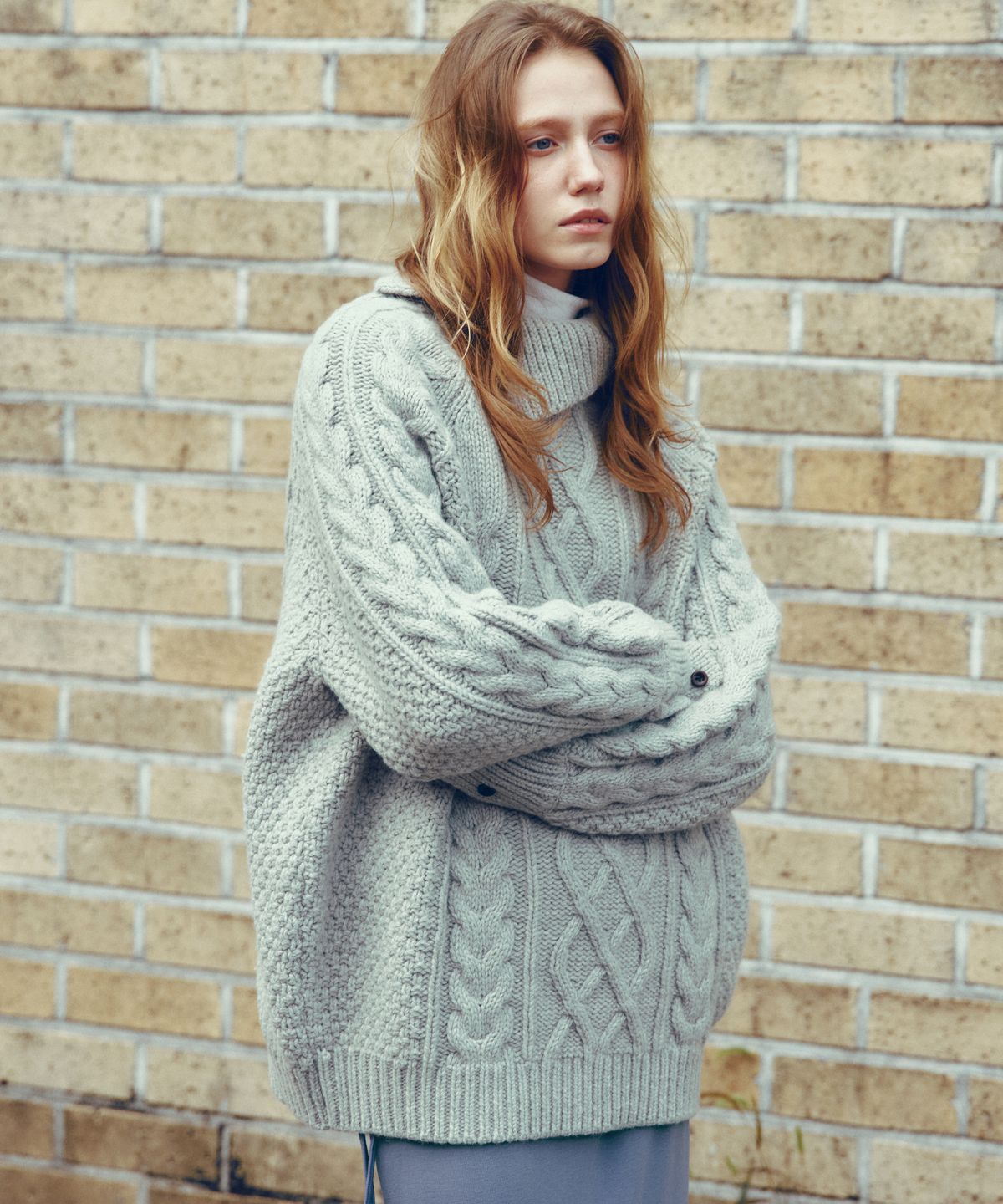 씨타(CITTA) Wool Made Button High-neck Grandma Kint_CTK248(Grey)