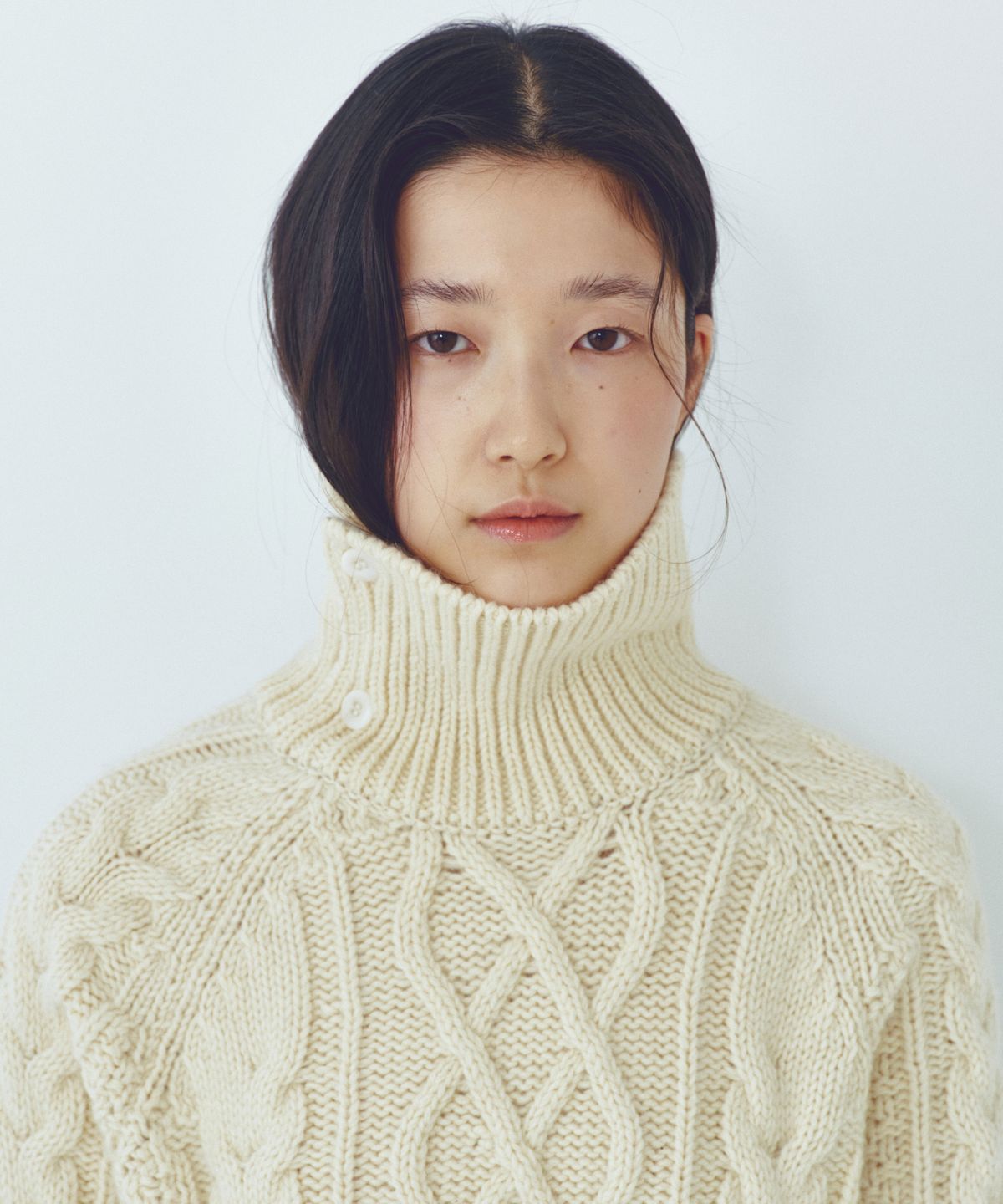 씨타(CITTA) Wool Made Button High-neck Grandma Kint_CTK248(Butter)