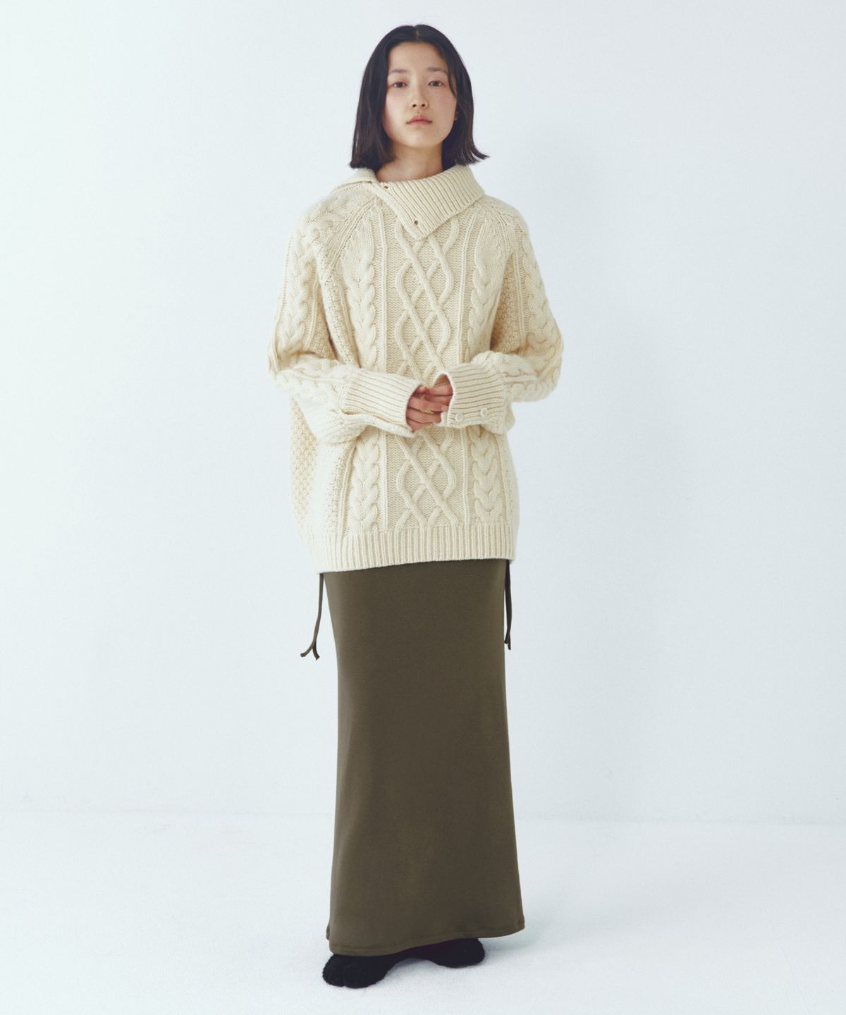 씨타(CITTA) Wool Made Button High-neck Grandma Kint_CTK248(Butter)
