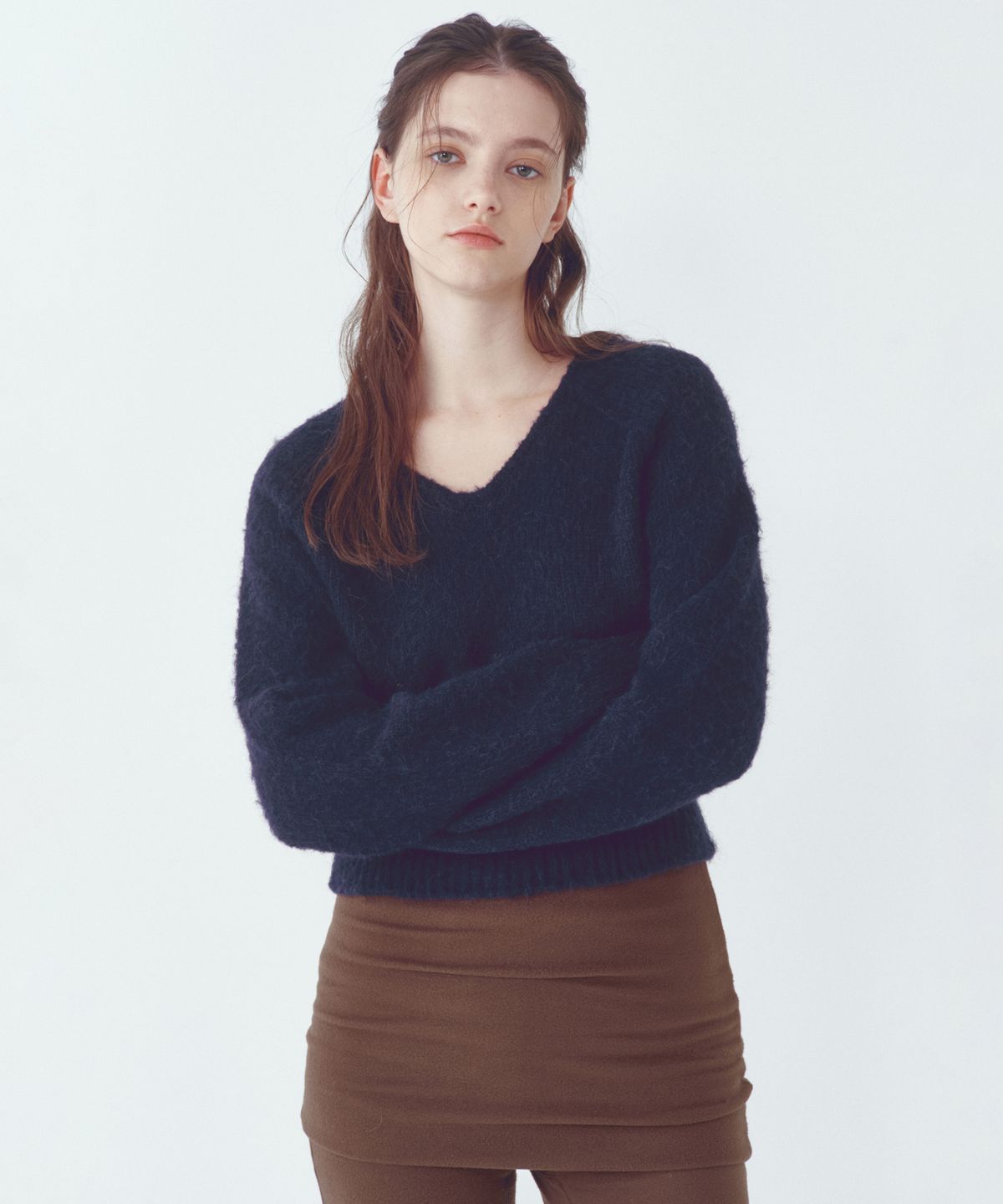 씨타(CITTA) Essential Alpaca Wool V-neck Knit_CTK246(Navy)