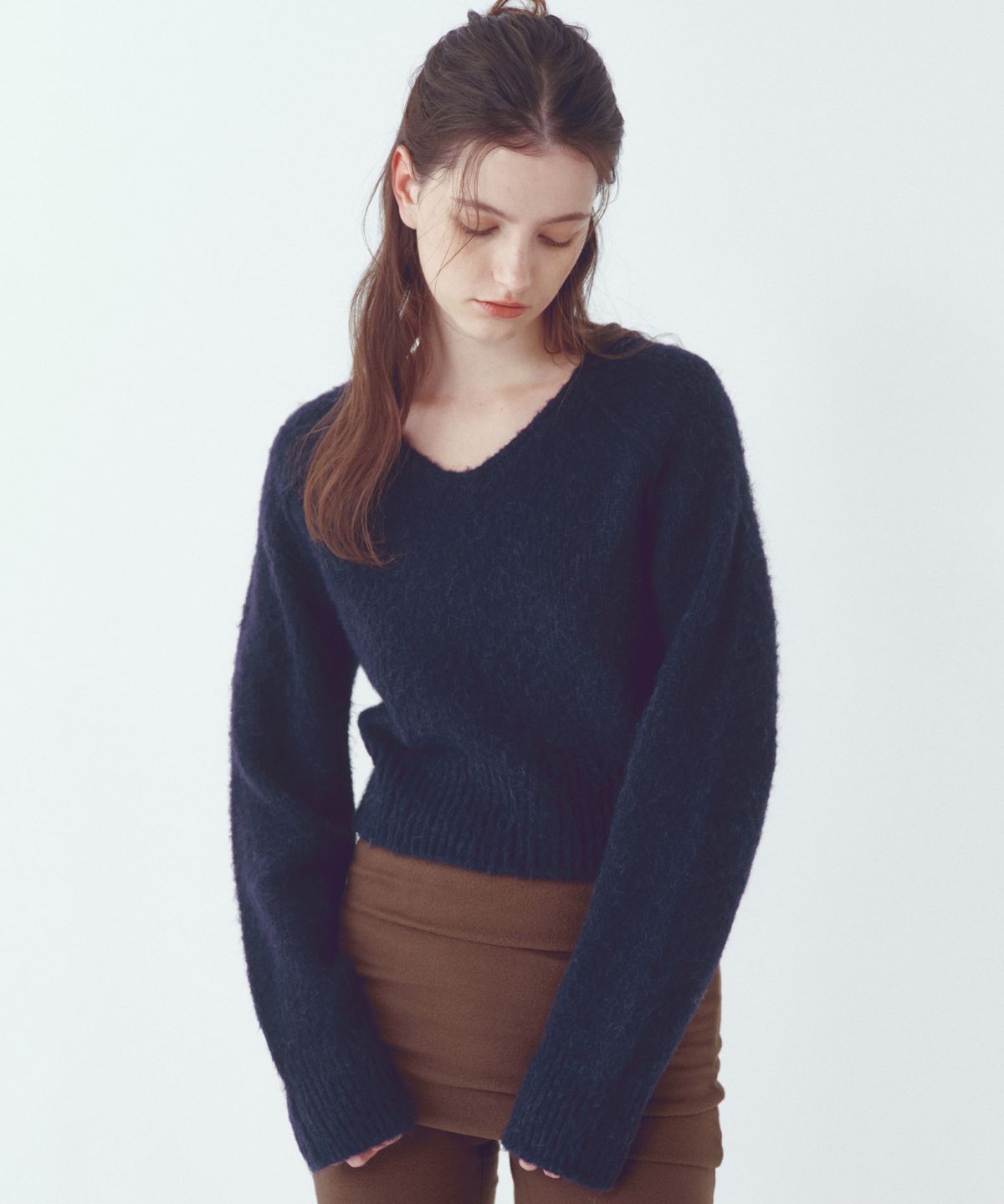 씨타(CITTA) Essential Alpaca Wool V-neck Knit_CTK246(Navy)