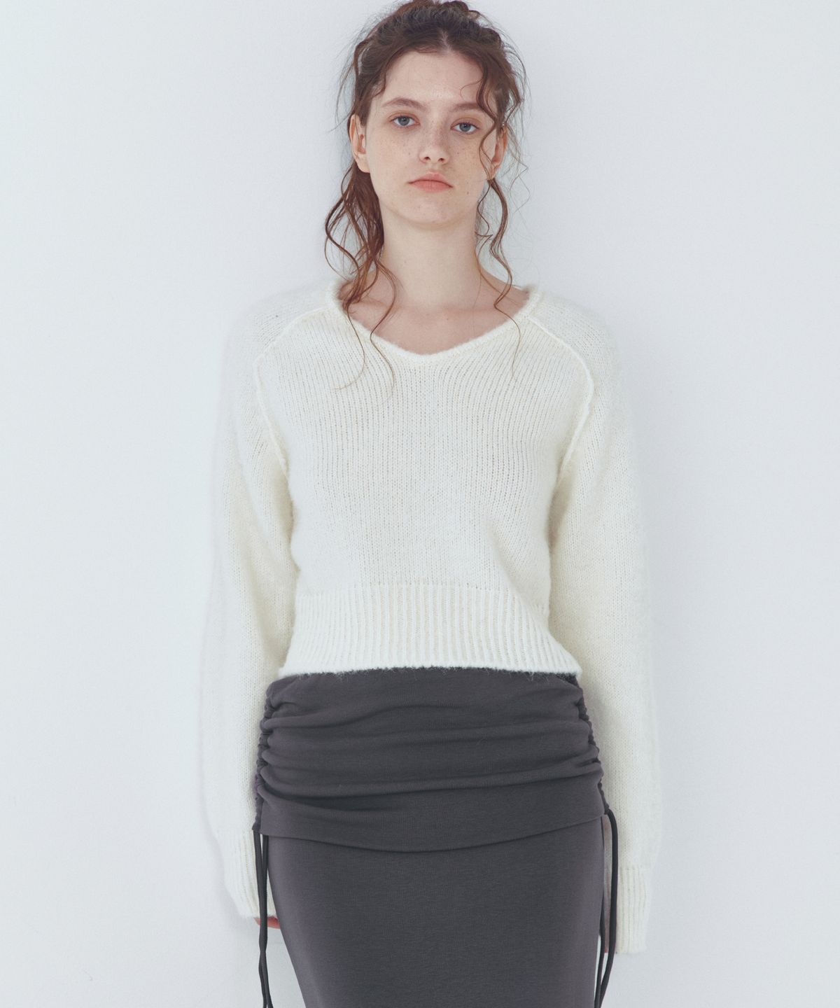 씨타(CITTA) Essential Alpaca Wool V-neck Knit_CTK246(White)