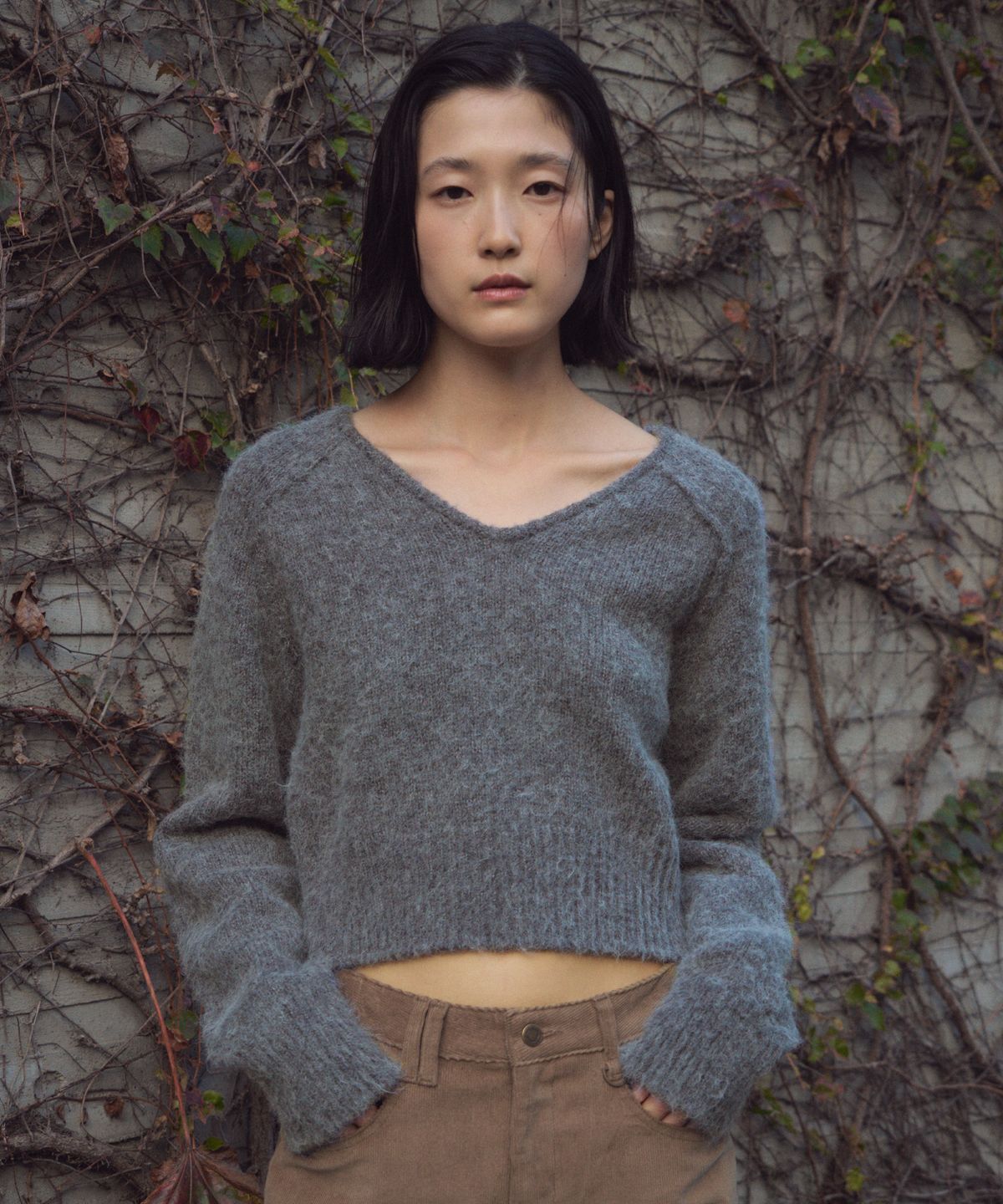 씨타(CITTA) Essential Alpaca Wool V-neck Knit_CTK246(Grey)