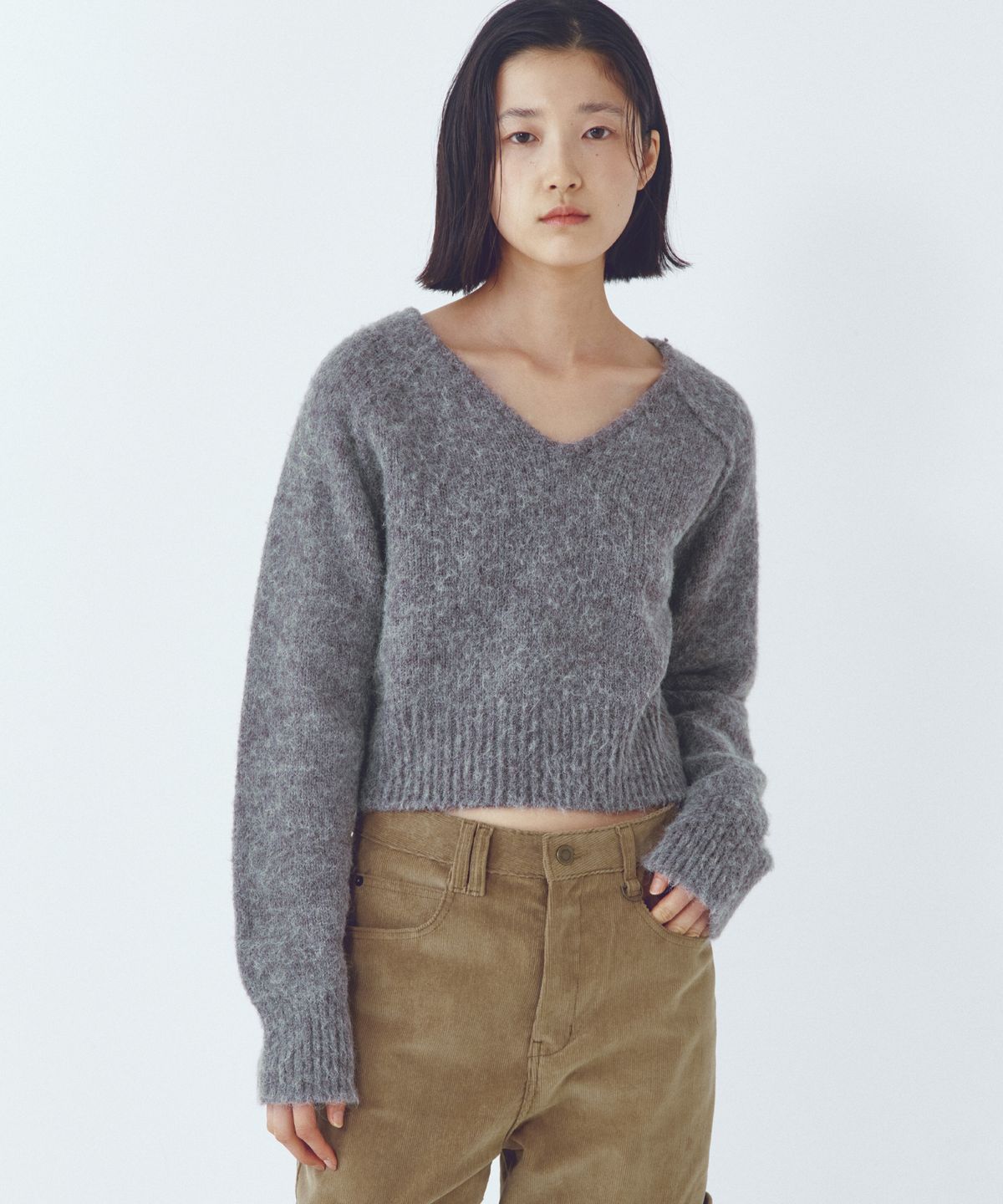 씨타(CITTA) Essential Alpaca Wool V-neck Knit_CTK246(Grey)