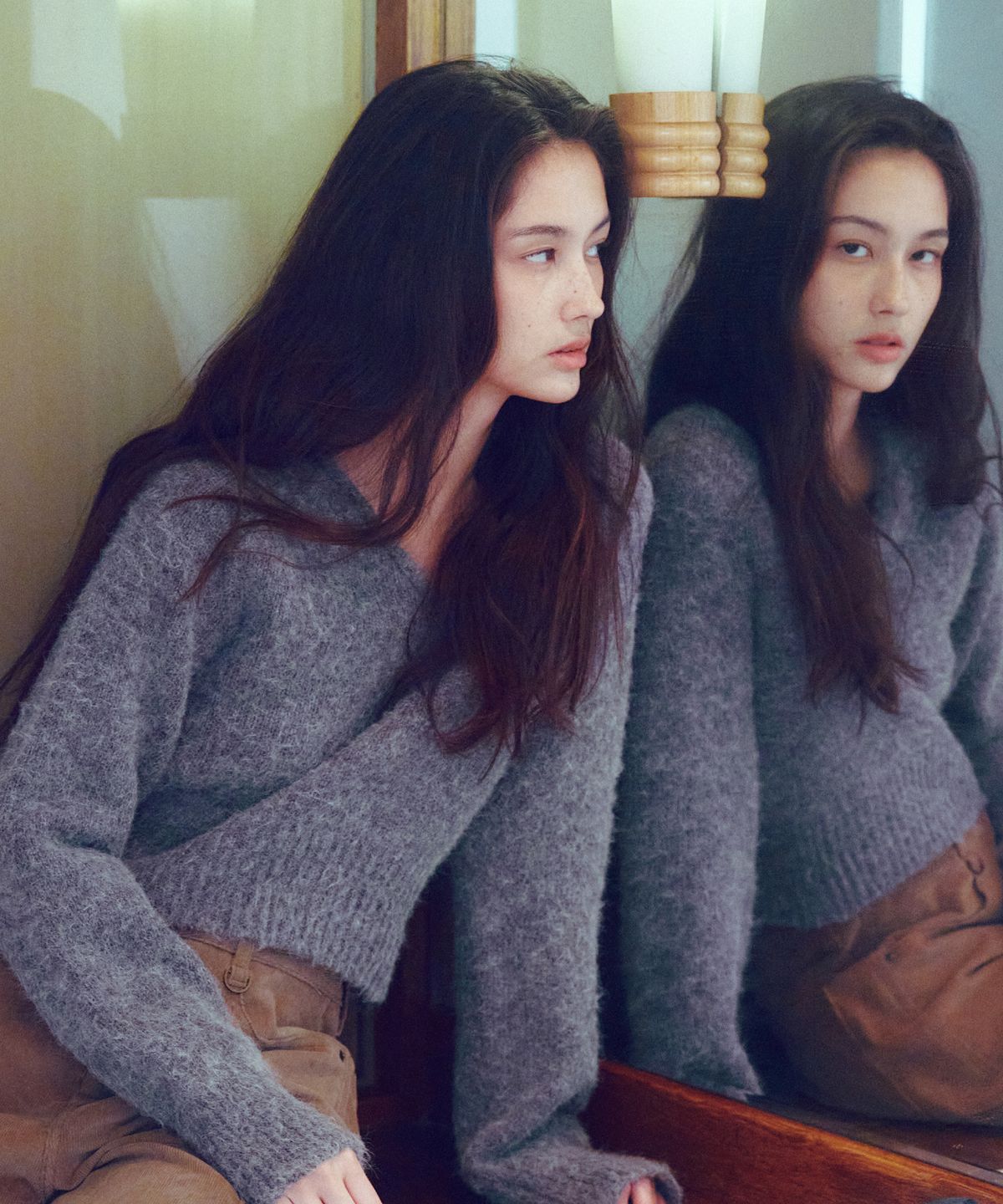 씨타(CITTA) Essential Alpaca Wool V-neck Knit_CTK246(Grey)