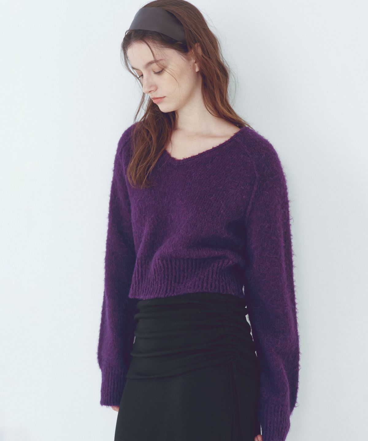 씨타(CITTA) Essential Alpaca Wool V-neck Knit_CTK246(Purple)