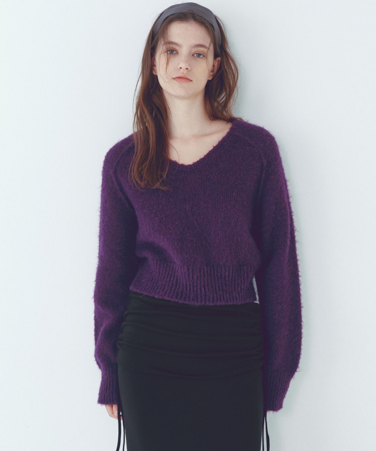씨타(CITTA) Essential Alpaca Wool V-neck Knit_CTK246(Purple)