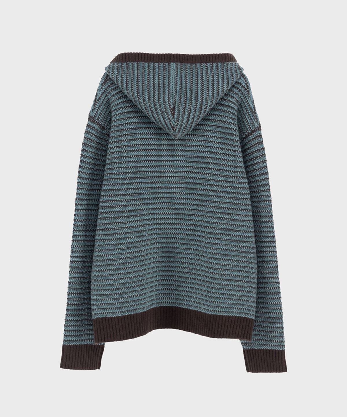 프레프(PREF) BROWN WOOL KNIT STRIPE HOODIE