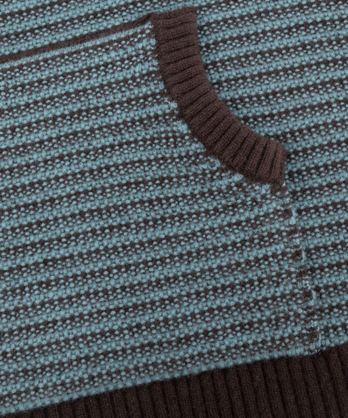 프레프(PREF) BROWN WOOL KNIT STRIPE HOODIE