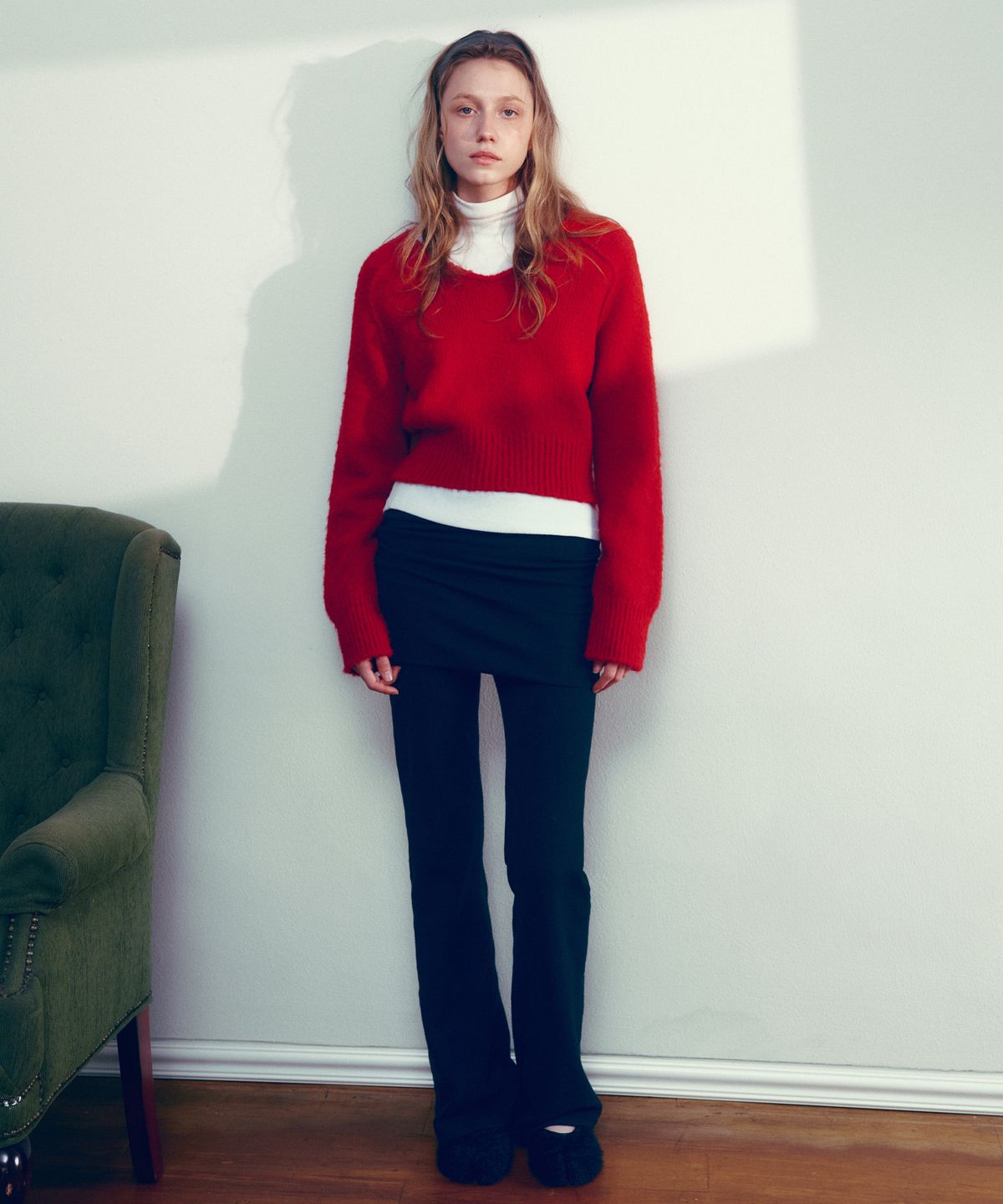 씨타(CITTA) Essential Alpaca Wool V-neck Knit_CTK246(Red)