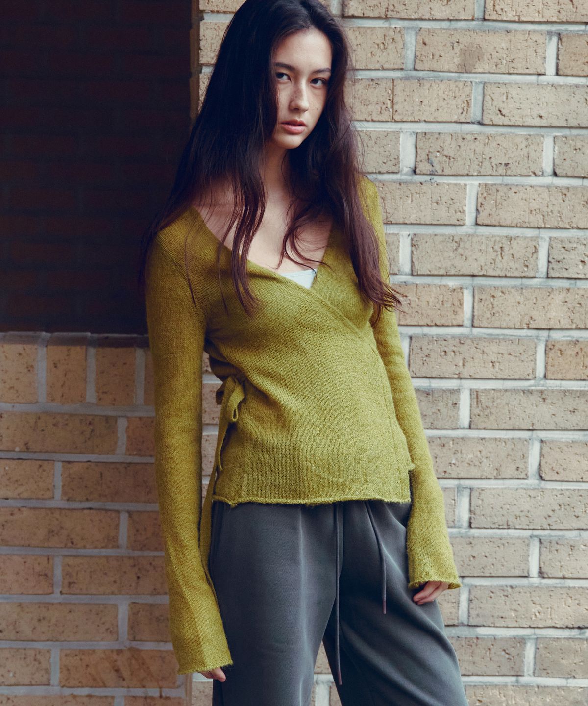 씨타(CITTA) Essential Alpaca Wool Wrap Knit Cardigan_CTK245(Olive)
