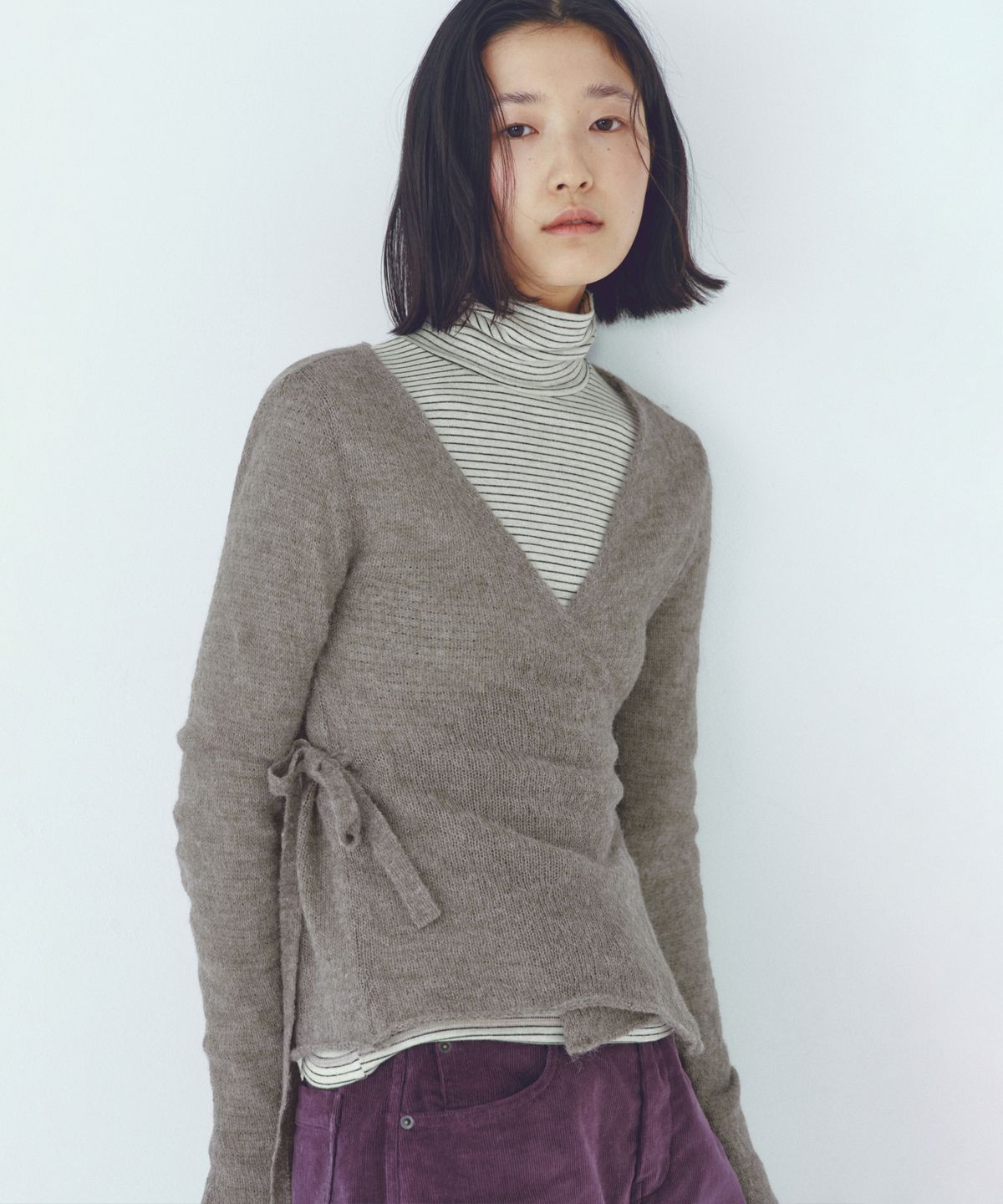 씨타(CITTA) Essential Alpaca Wool Wrap Knit Cardigan_CTK245(Khaki Grey)
