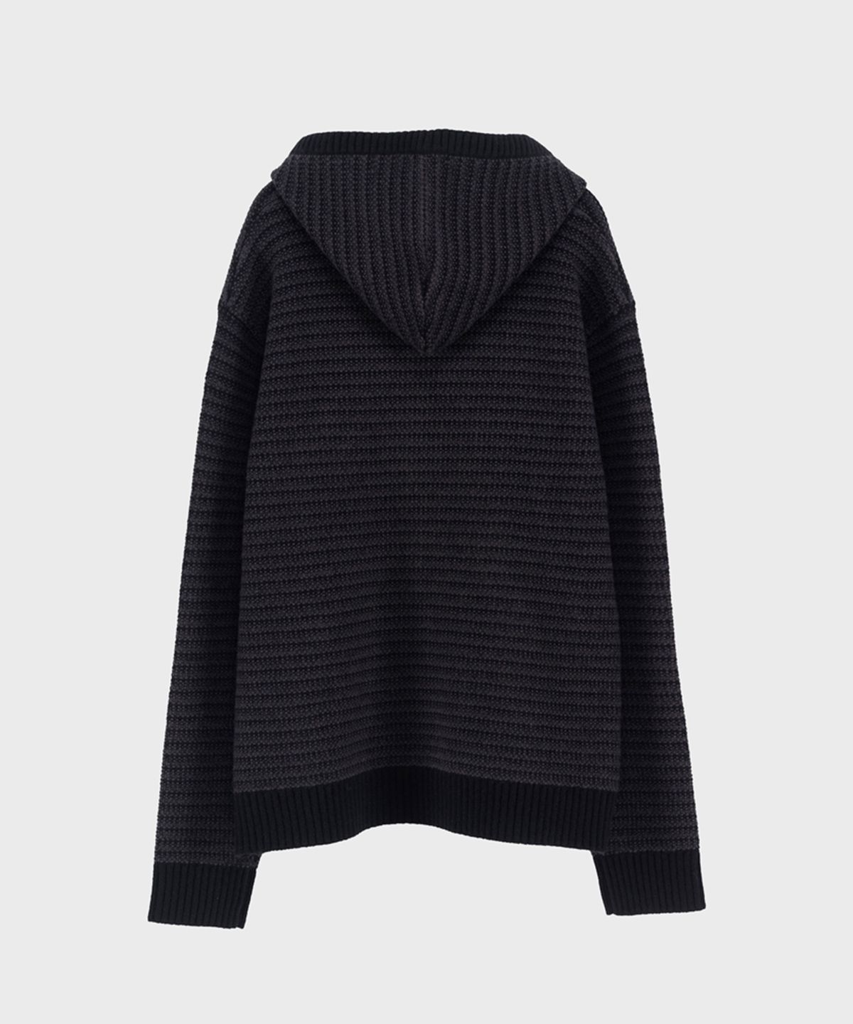 프레프(PREF) BLACK WOOL KNIT STRIPE HOODIE