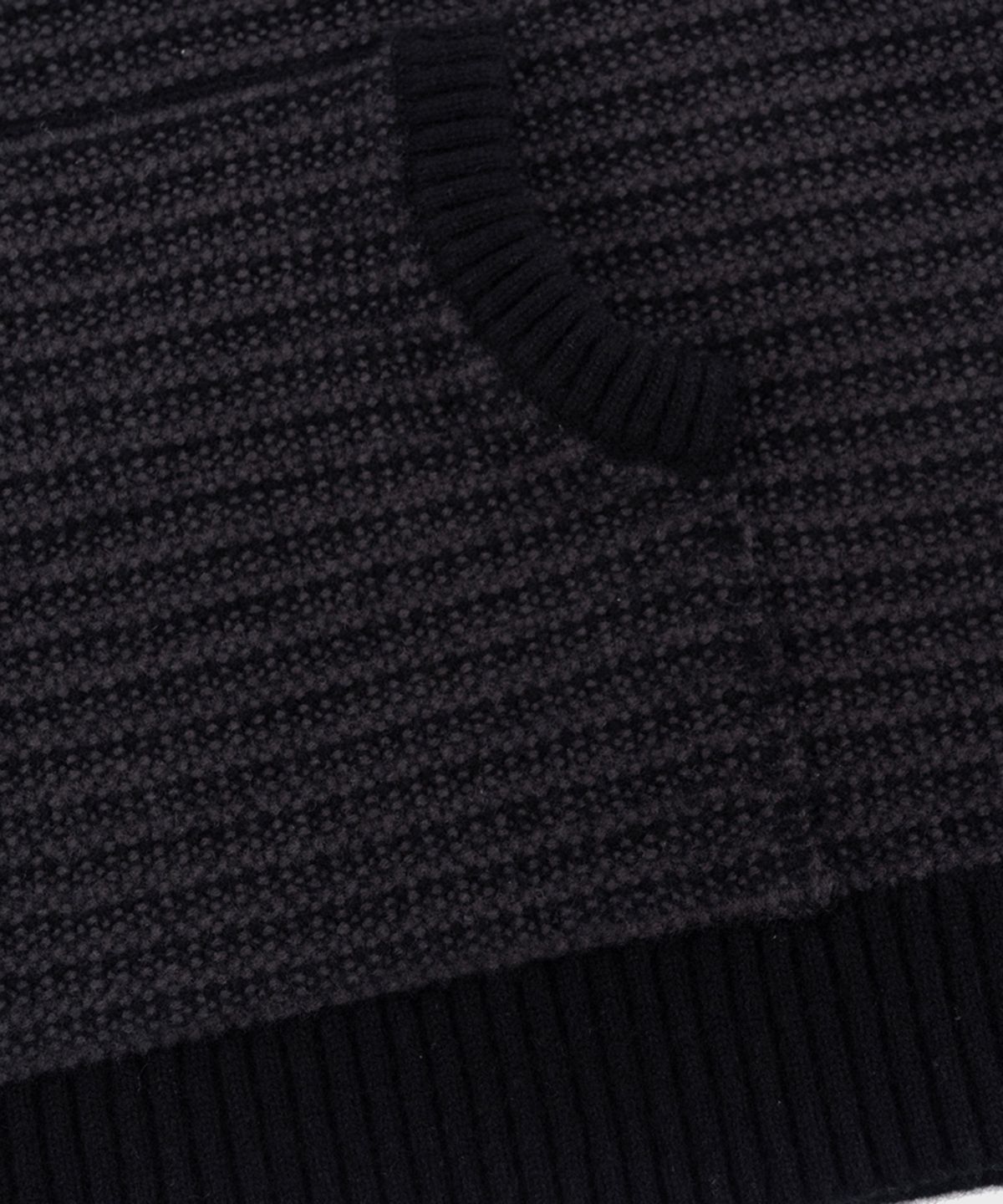 프레프(PREF) BLACK WOOL KNIT STRIPE HOODIE