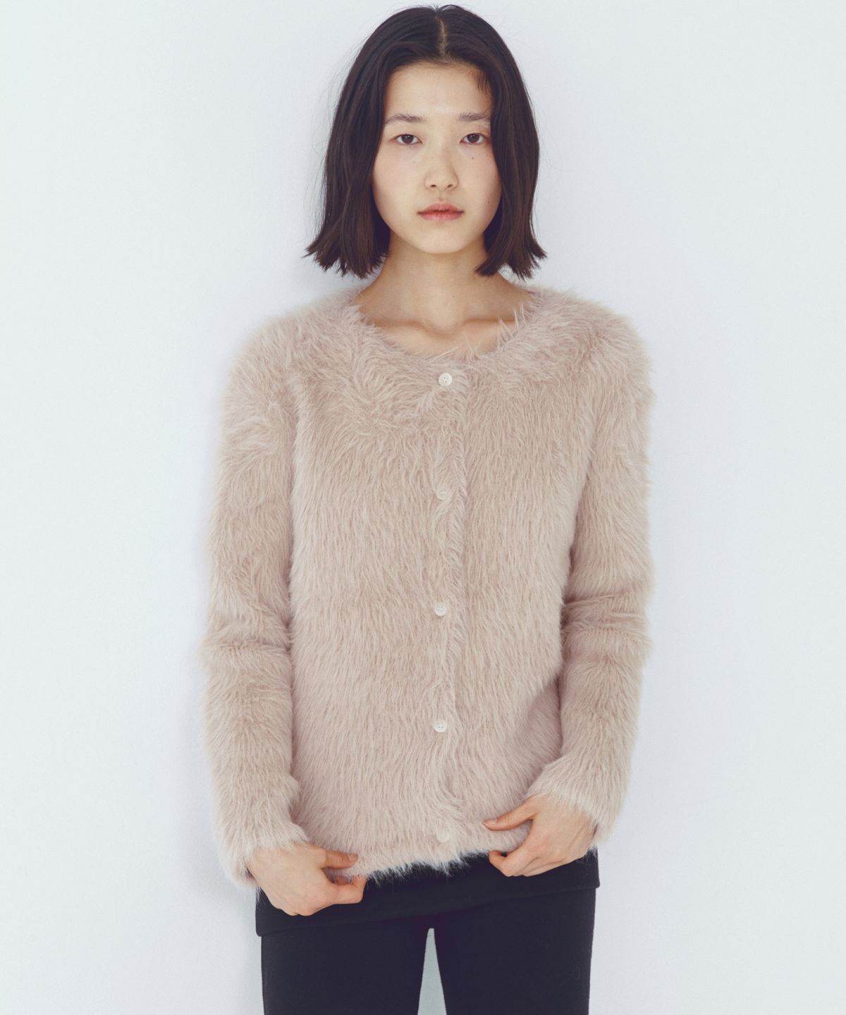 씨타(CITTA) Soft Fur Round Knit Cardigan_CTK244(Pink)