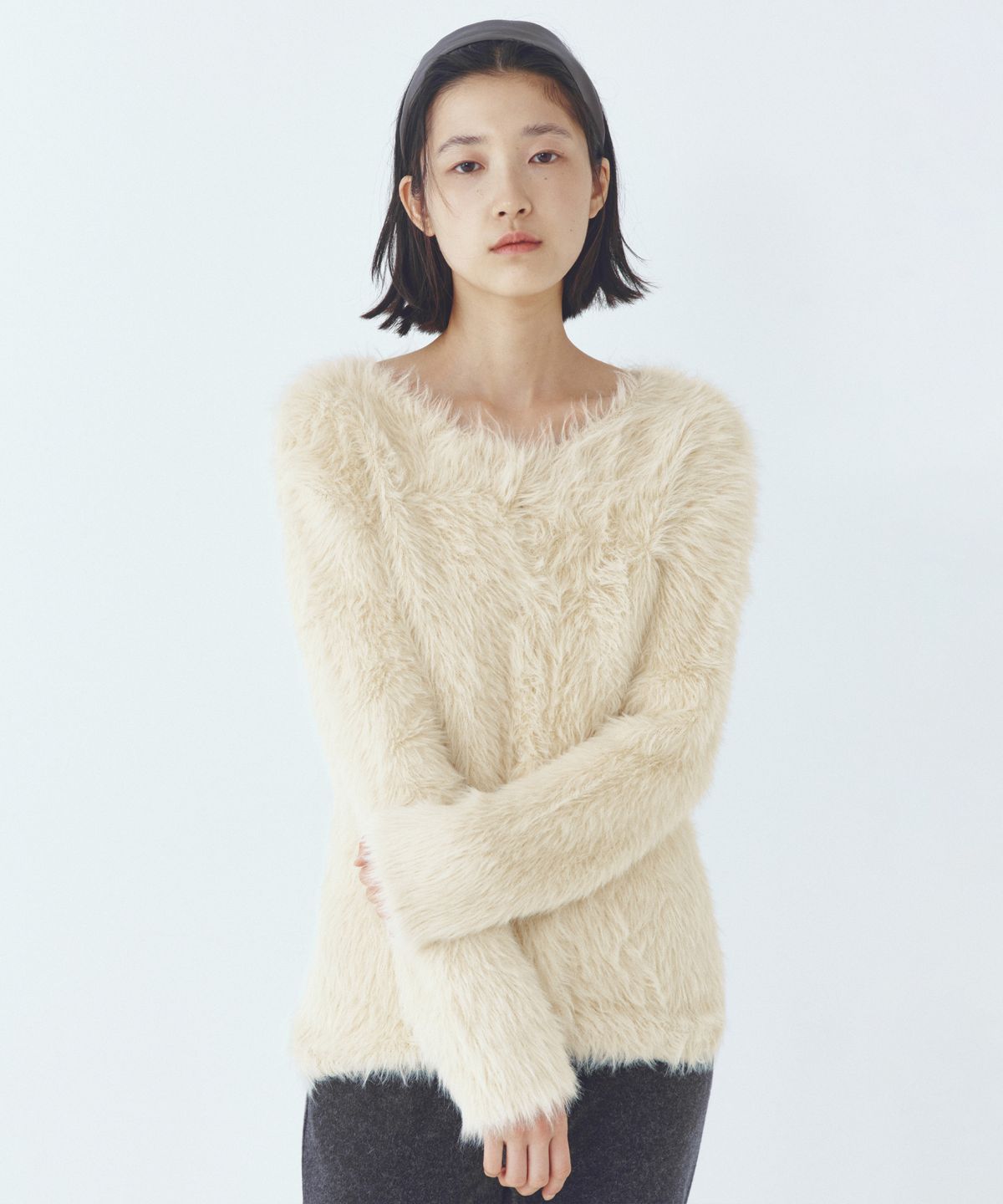 씨타(CITTA) Soft Fur Round Knit Cardigan_CTK244(Cream)